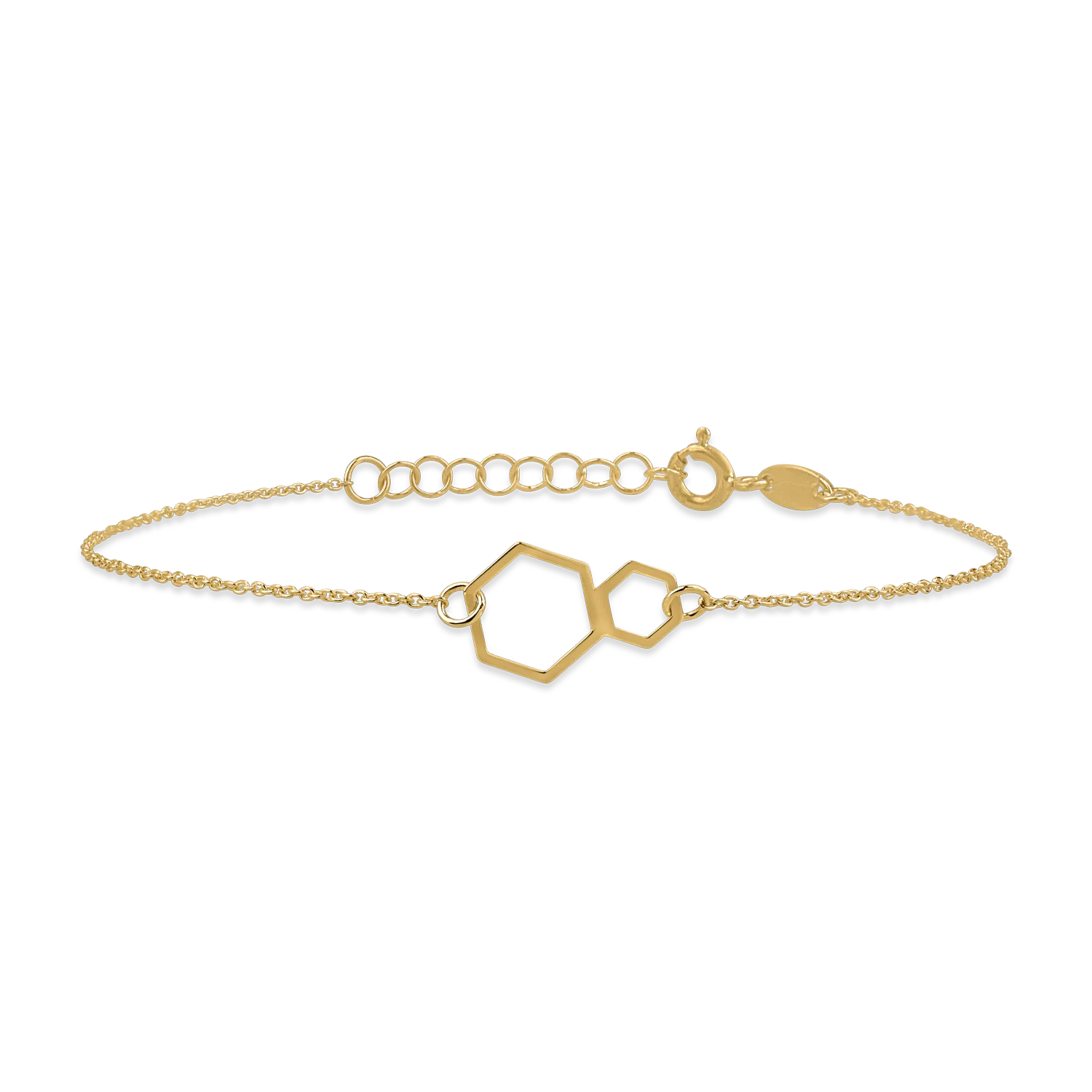 Yellow gold bracelet with hexagonal pendant