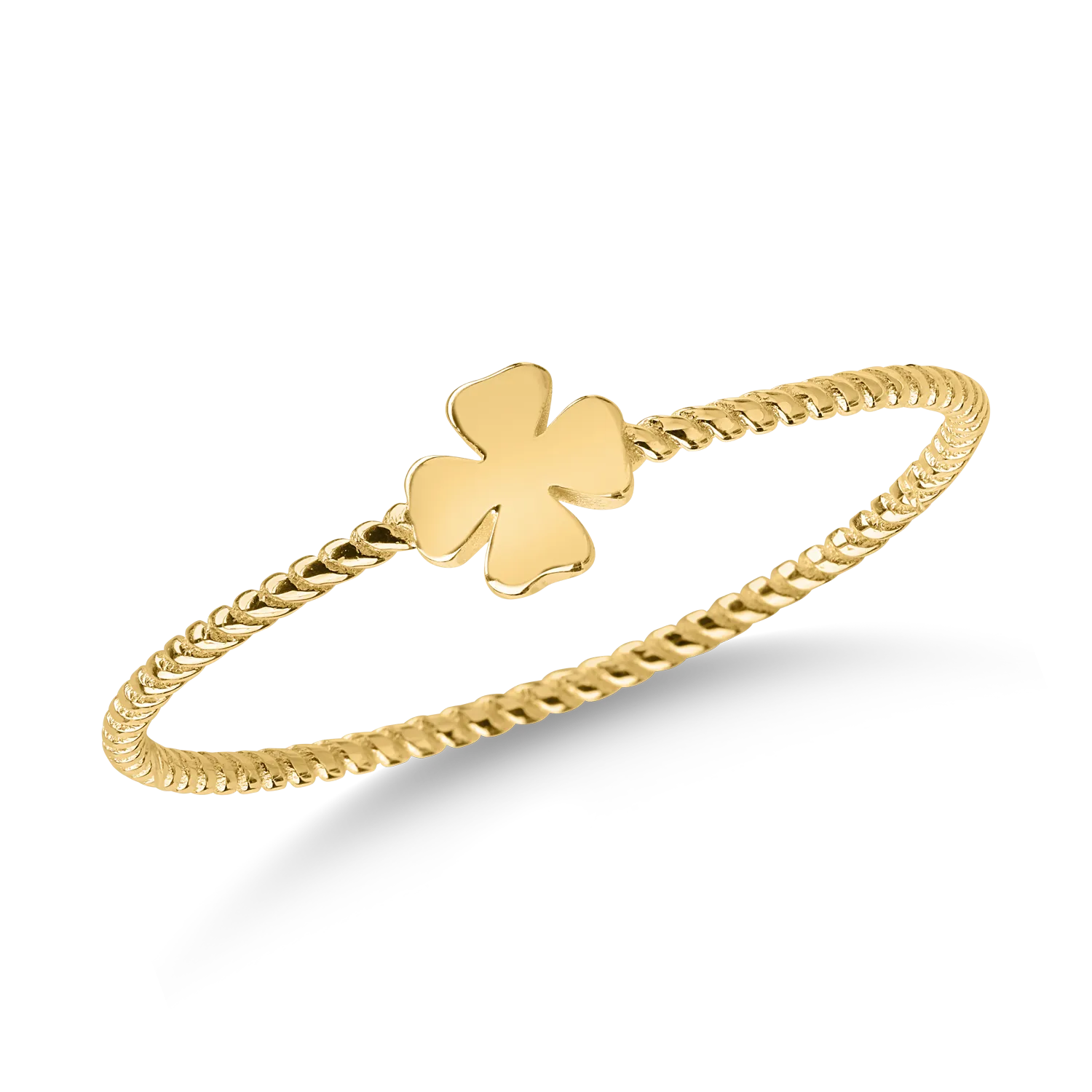 Four leaf clover yellow gold ring