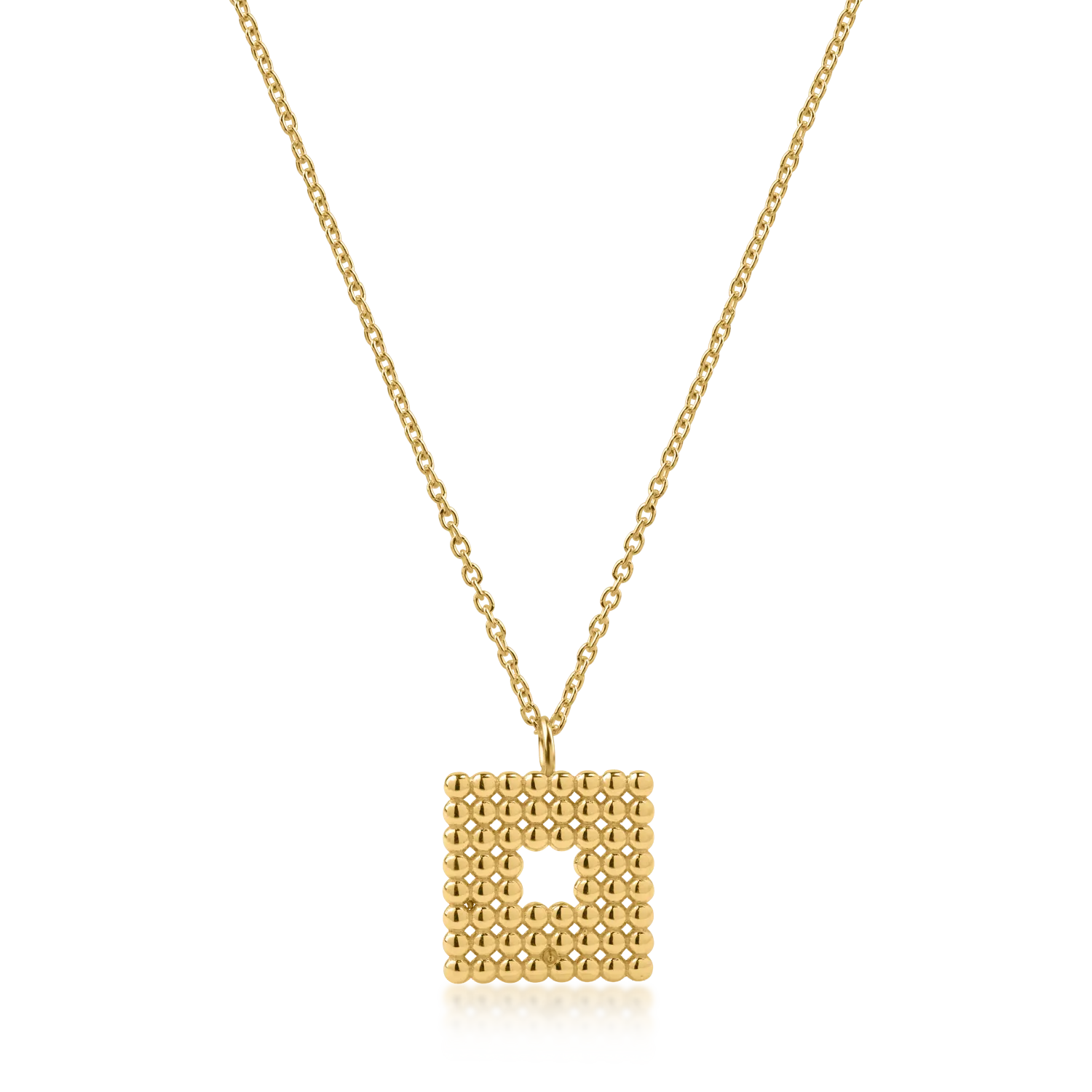 Yellow gold chain with square pendant