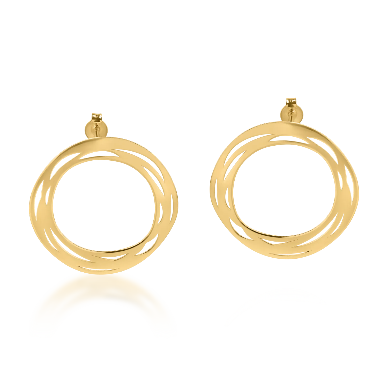 Yellow gold round earrings