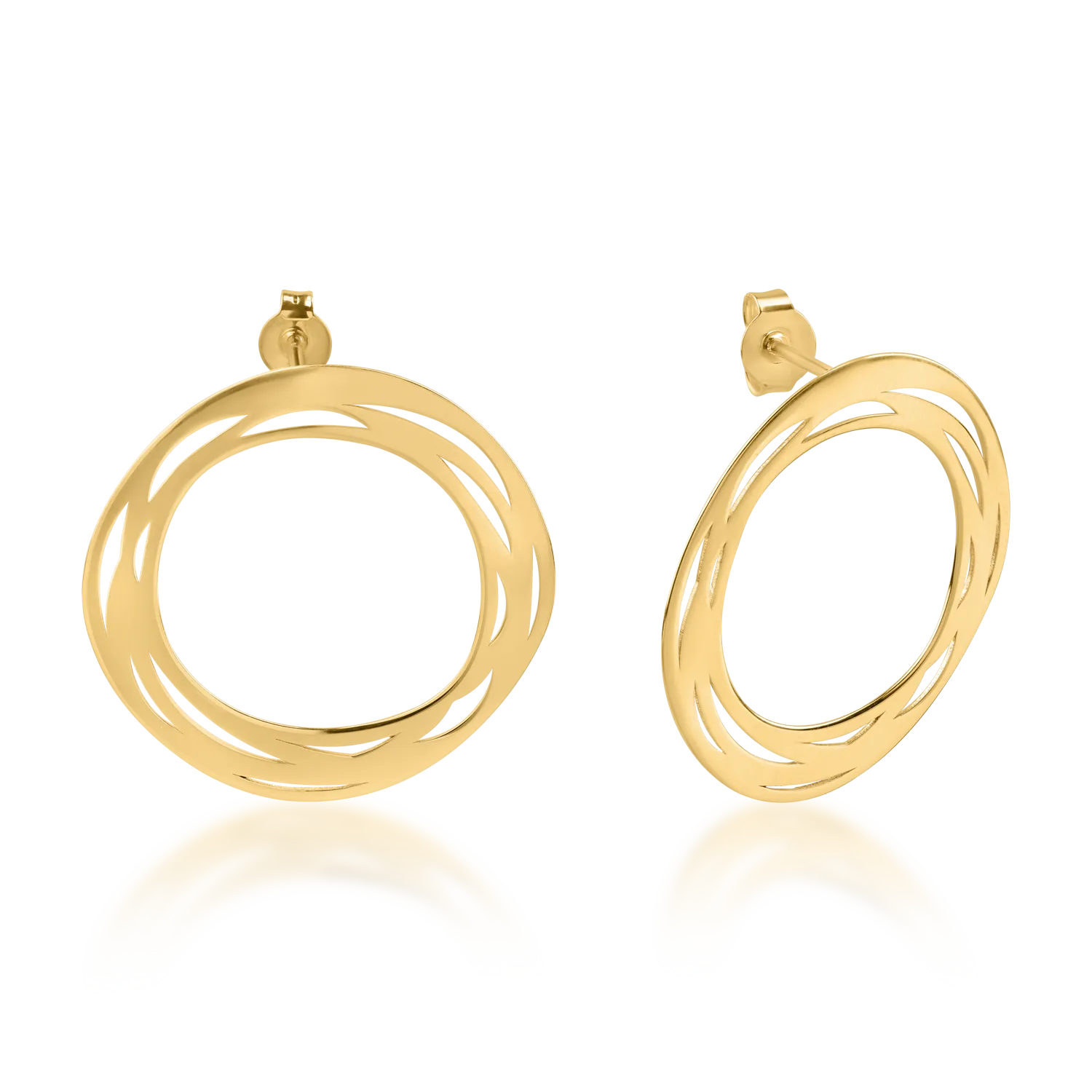 Yellow gold round earrings
