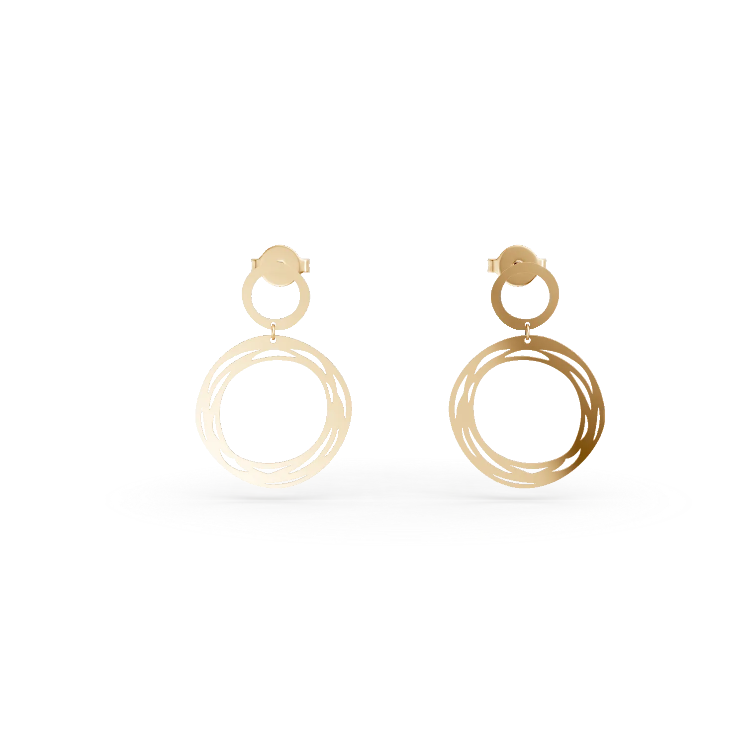 Yellow gold round earrings