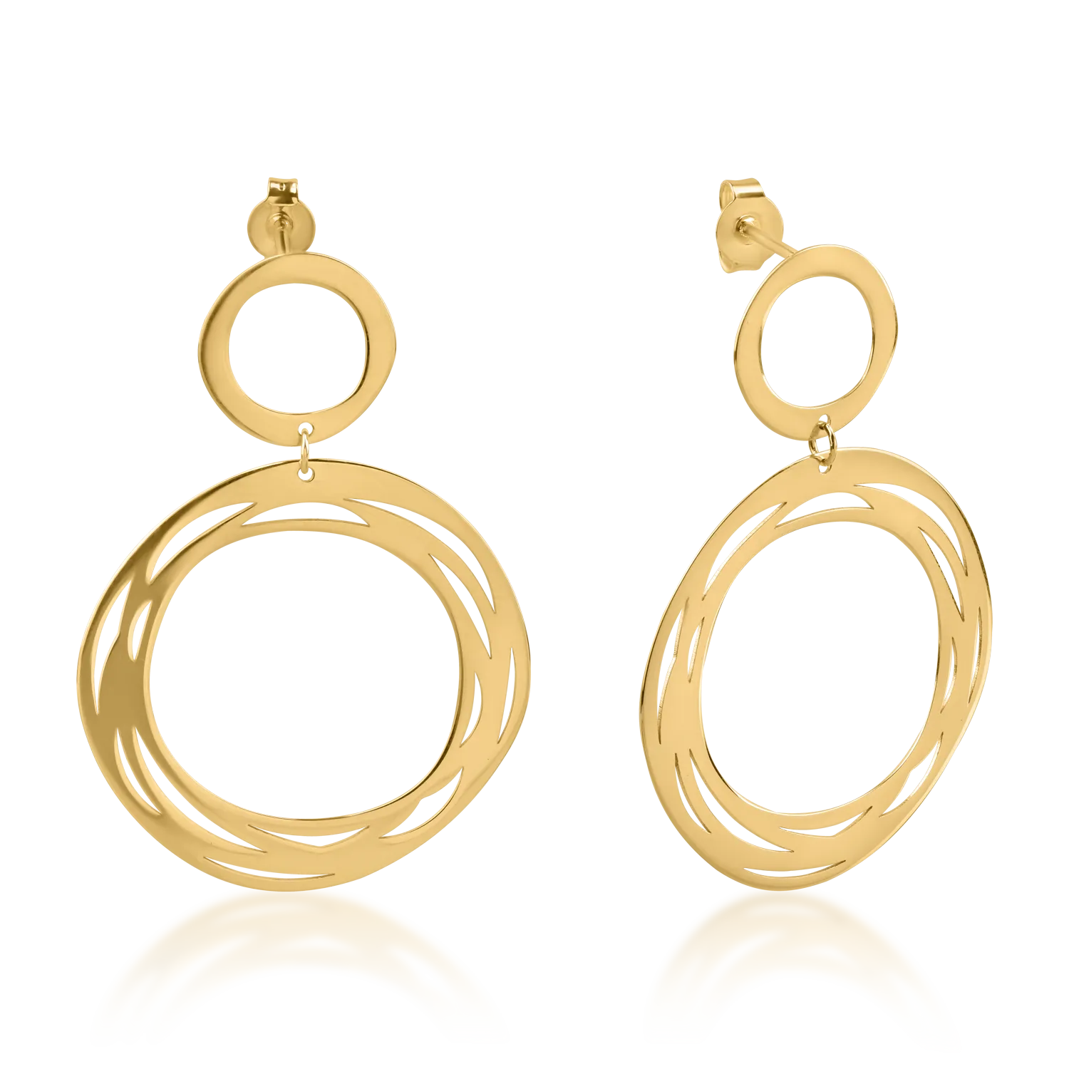 Yellow gold round earrings