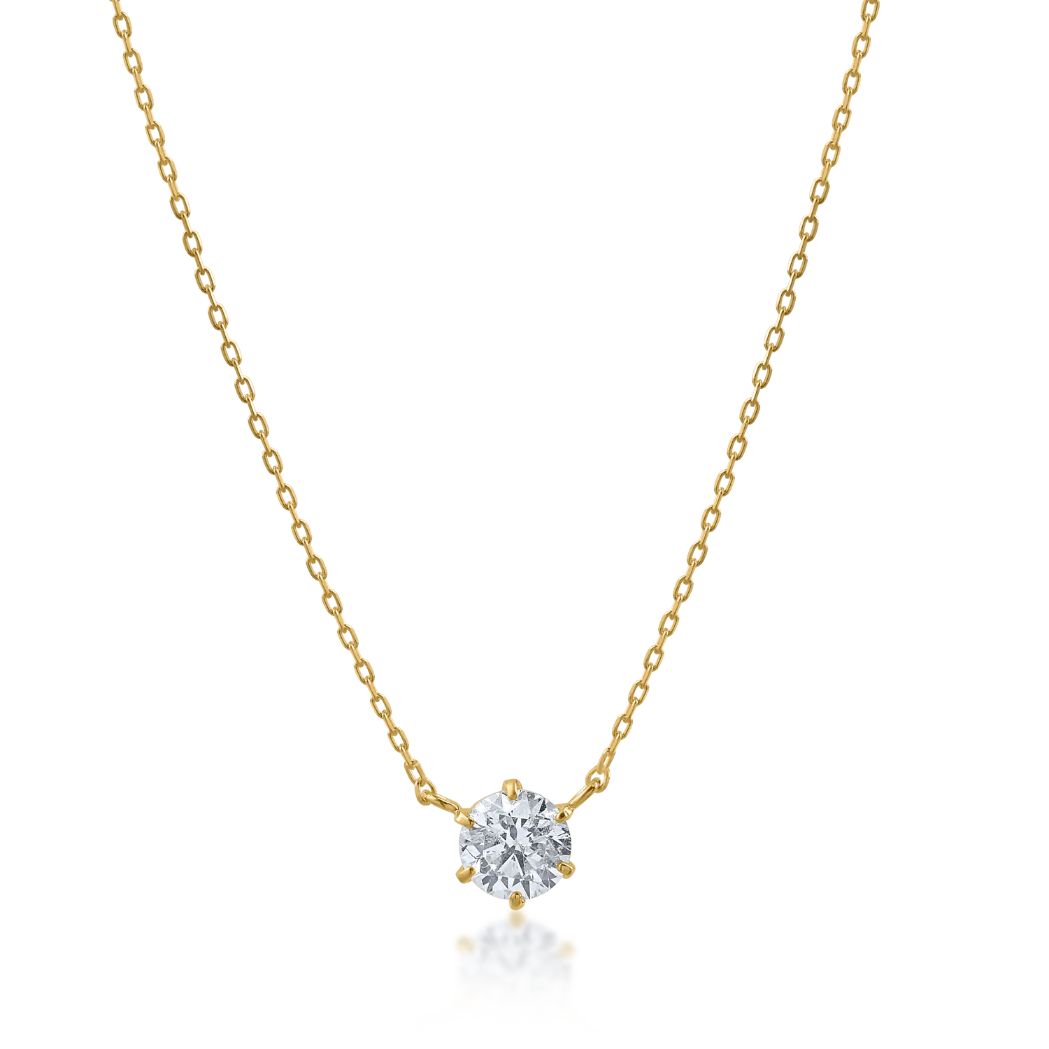 Yellow gold minimalist pendant necklace with 0.31ct diamond