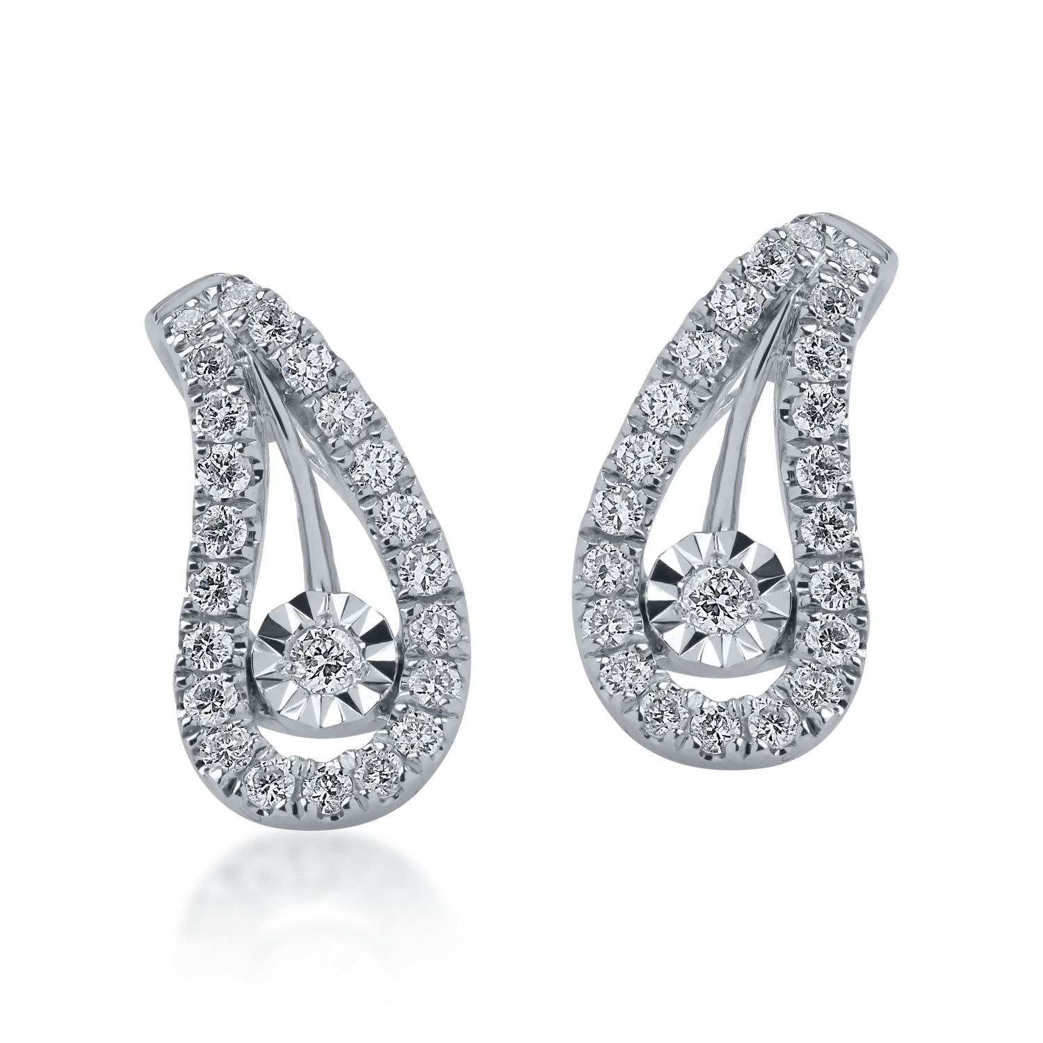 Cercei stud din aur alb cu diamante de 0.18ct