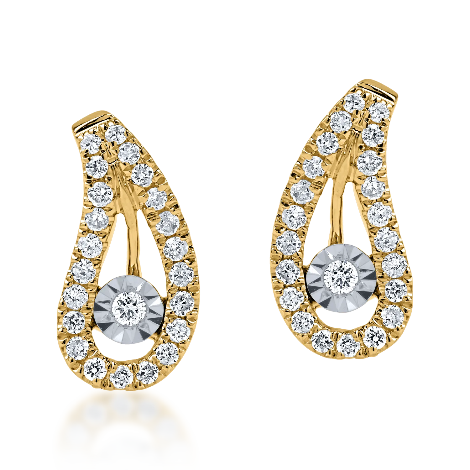 Yellow gold stud earrings with 0.18ct diamonds