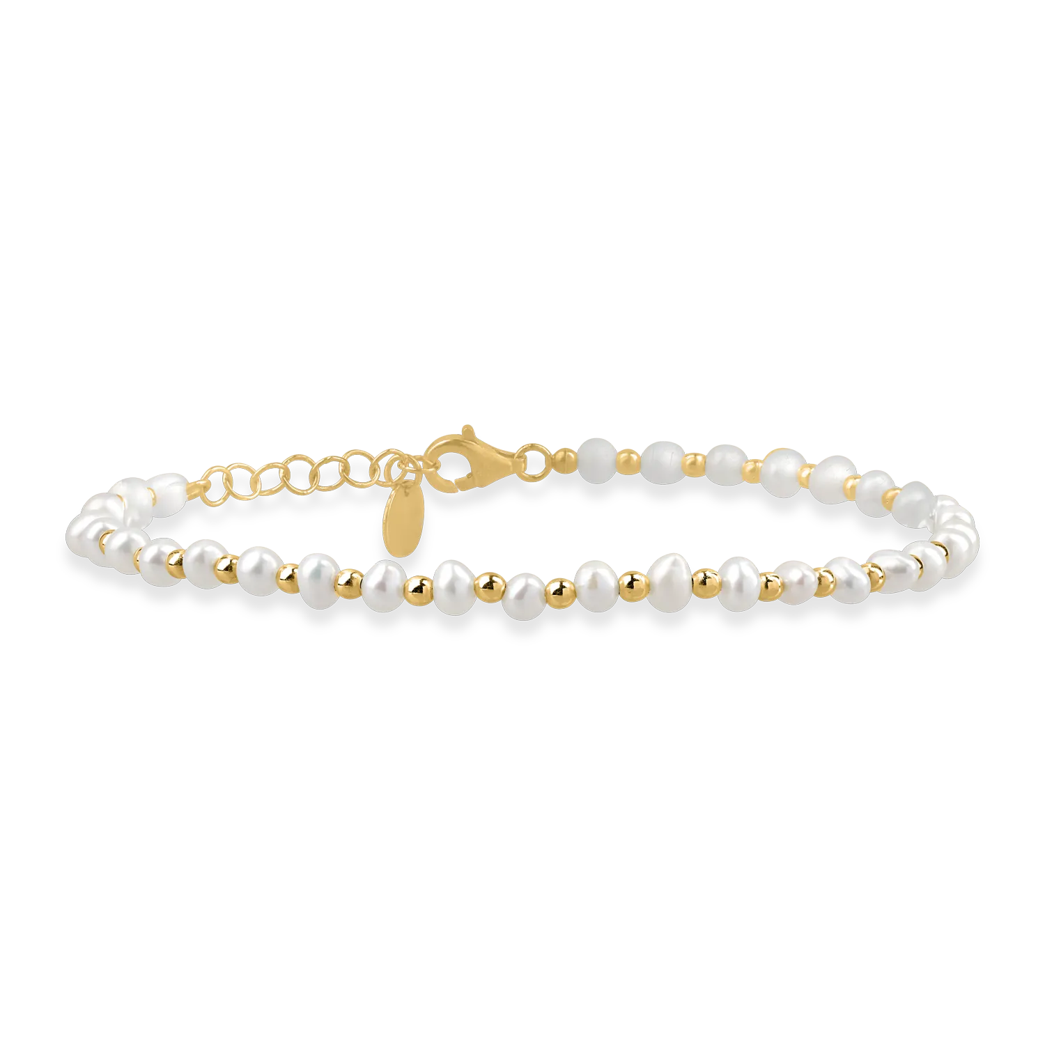 Yellow gold bracelet with natural pearls