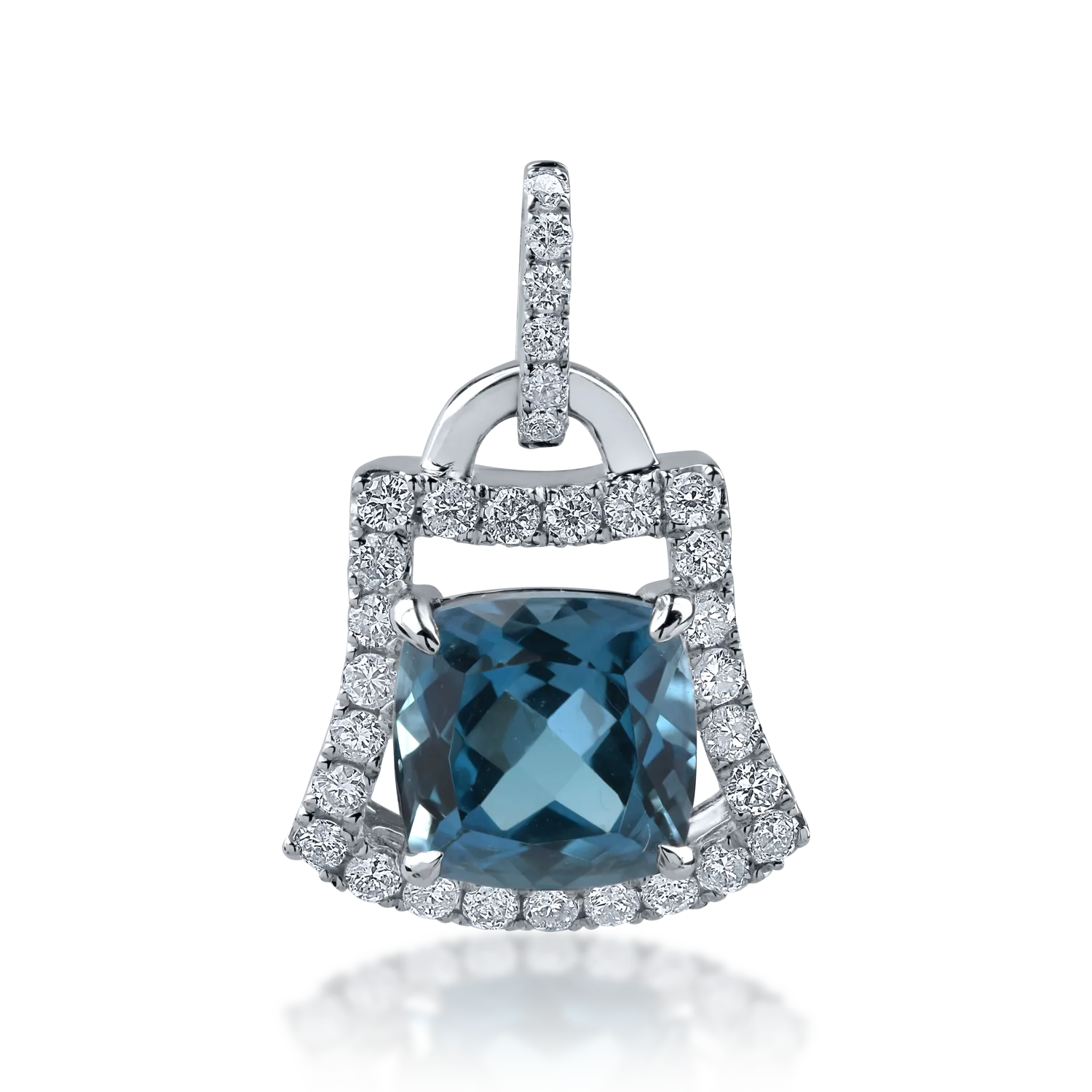 White gold pendant with 1.905ct london blue topaz and 0.239ct diamonds