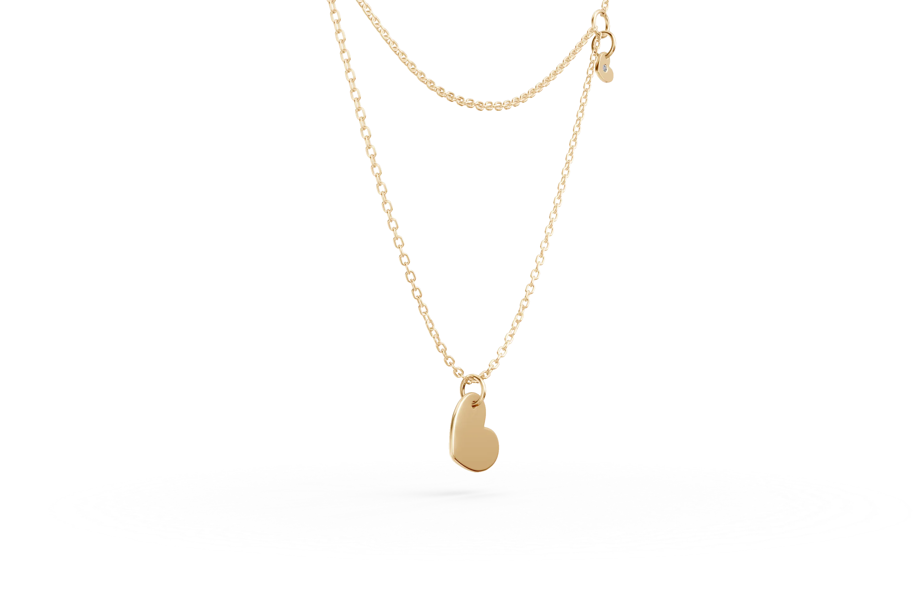 Yellow gold chain with heart pendants and a 0.005ct diamond