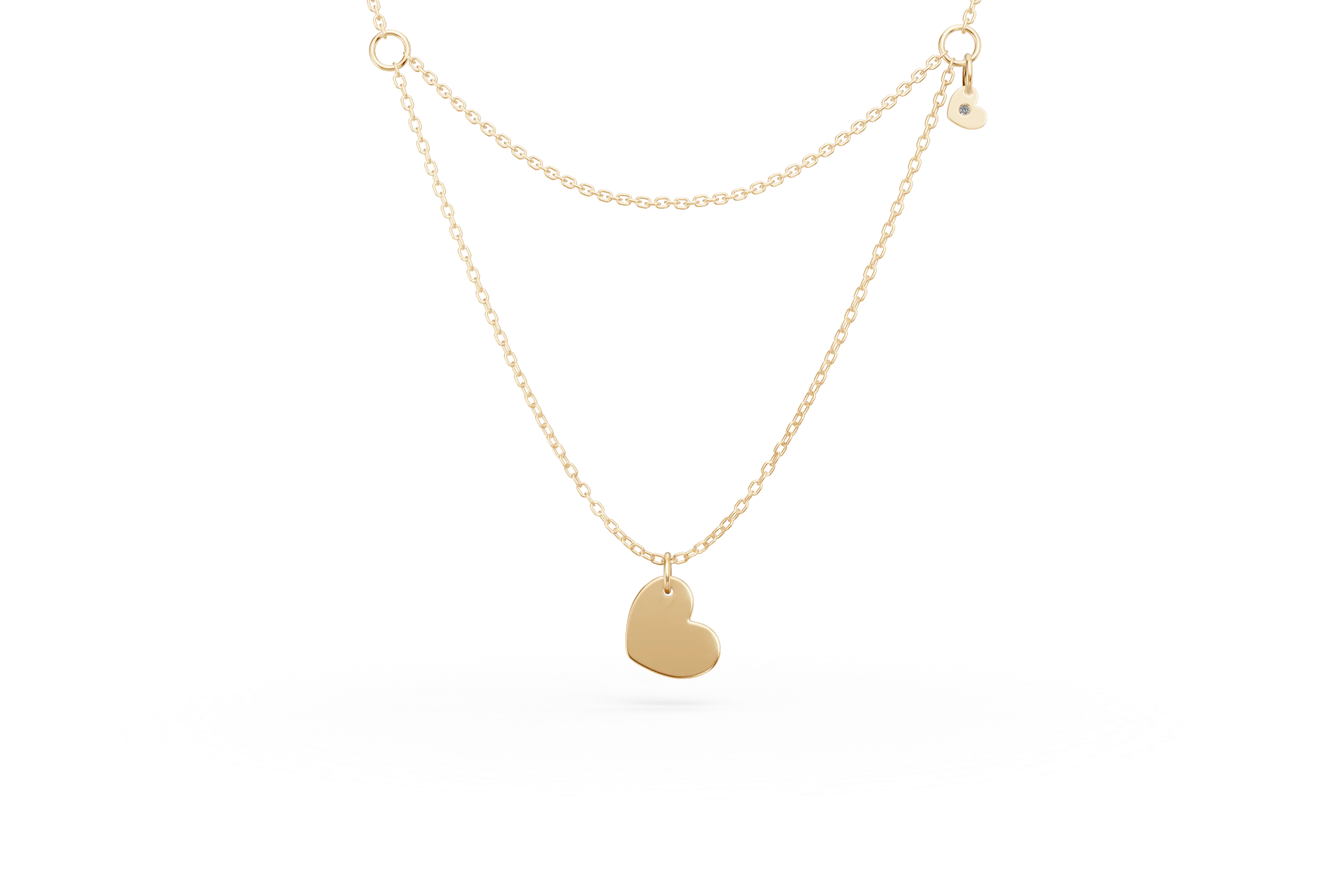 Yellow gold chain with heart pendants and a 0.005ct diamond-179768