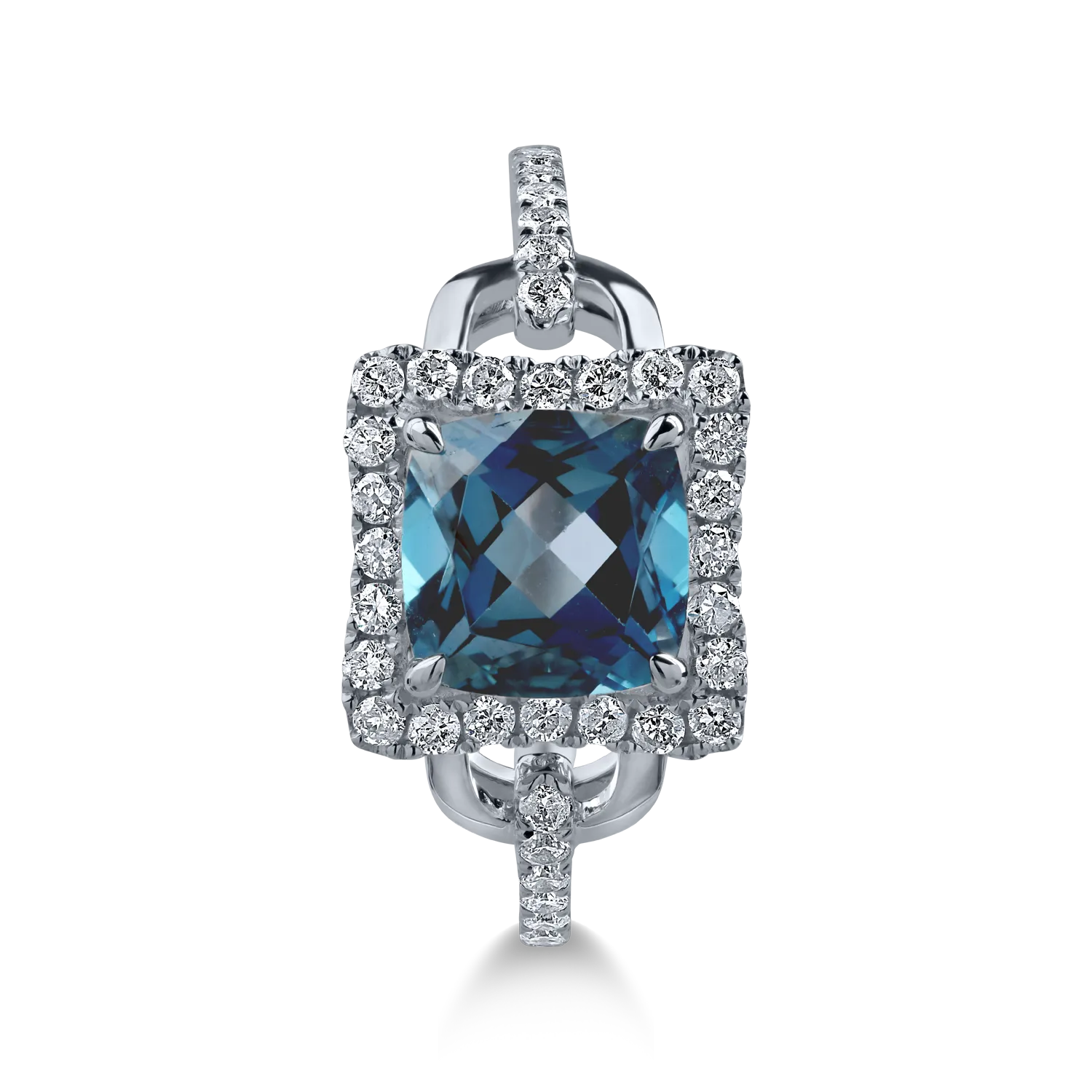 Inel din aur alb cu topaz london blue de 1.924ct si diamante de 0.341ct - 1 | YEO