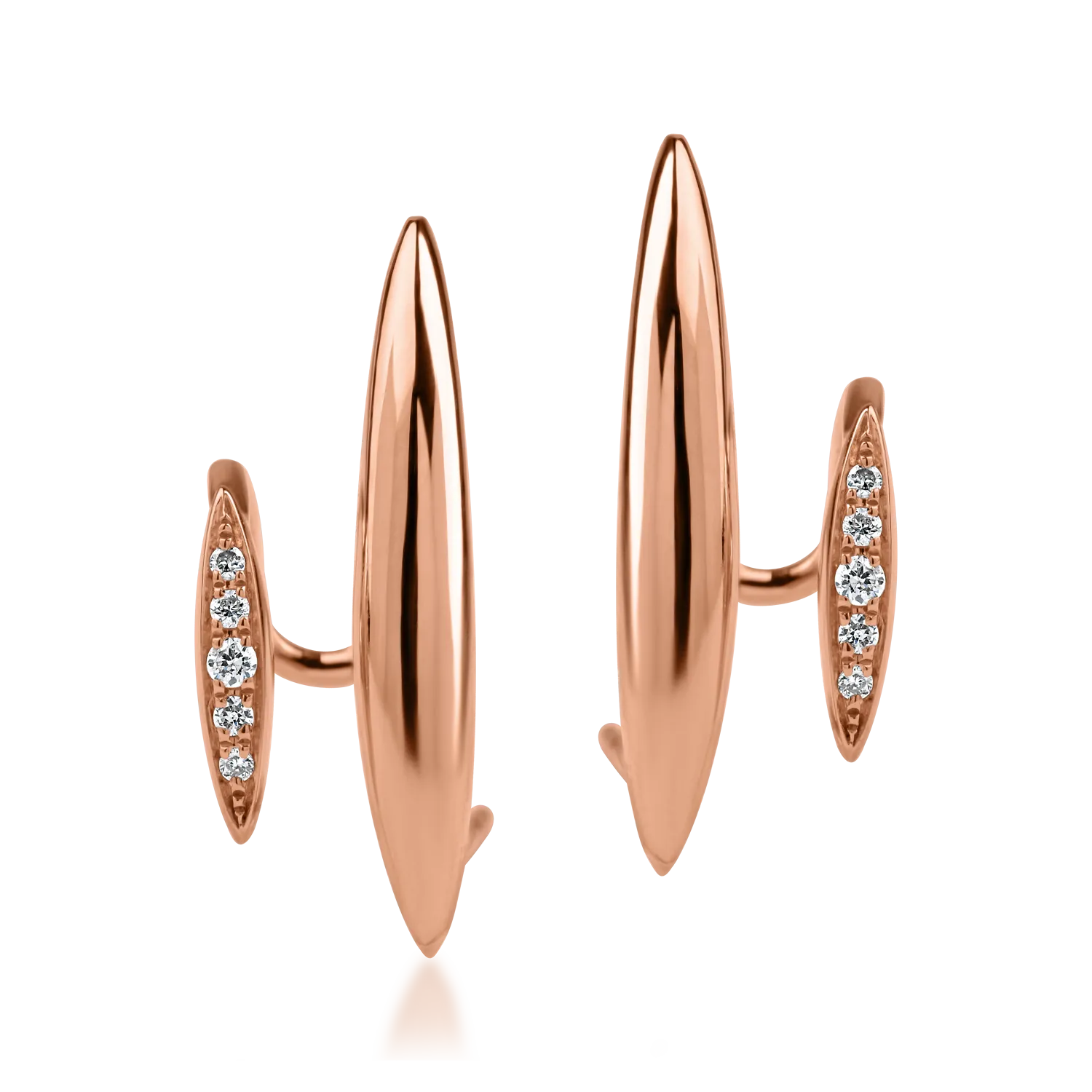 Róza arany fülbevaló 0.037ct gyémánttal