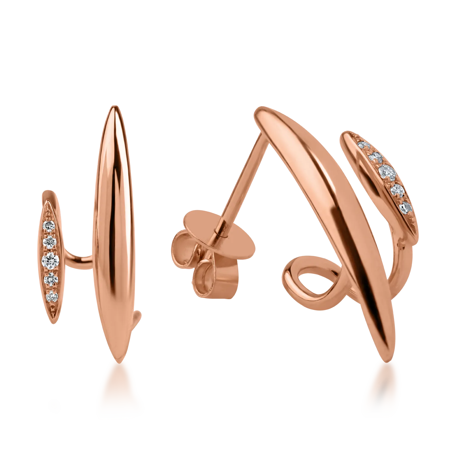 Cercei stud din aur roz cu diamante de 0.037ct