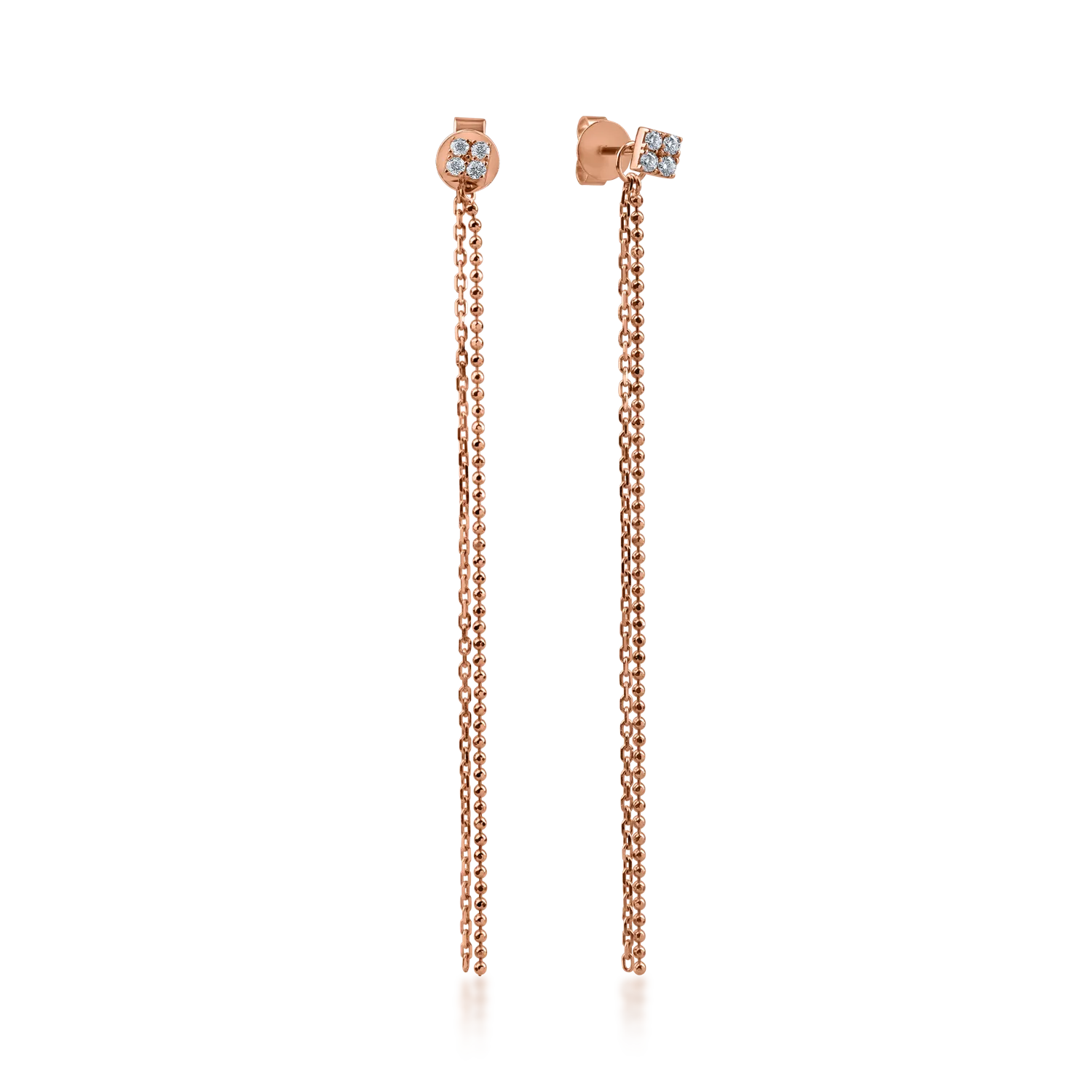 Rose gold long earrings with 0.094ct diamonds