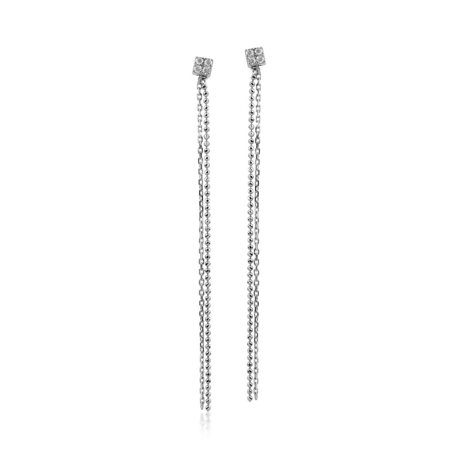 White gold long earrings with 0.096ct diamonds