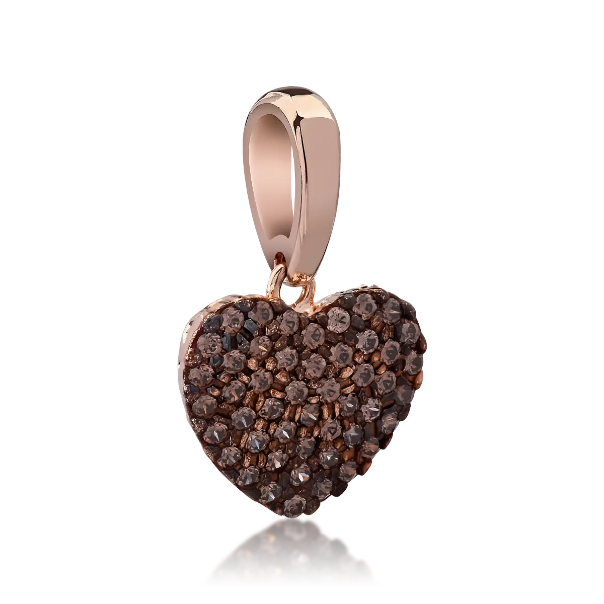 Висулка сърце от розово злато с микровтвърден цирконий
