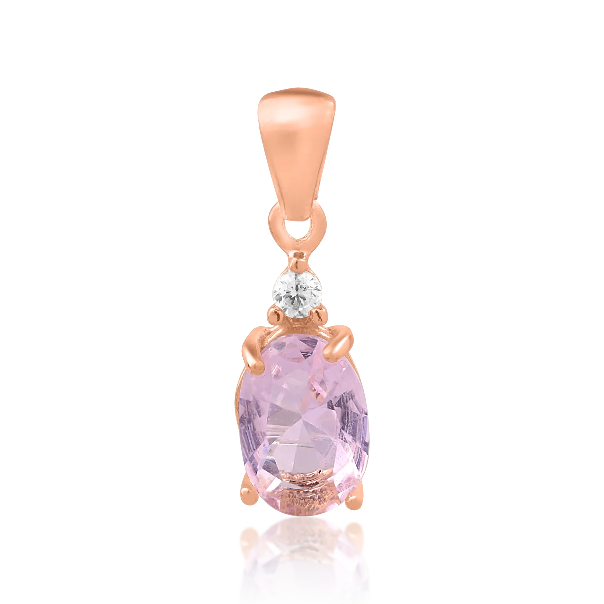 Rose gold pendant with light pink zirconia