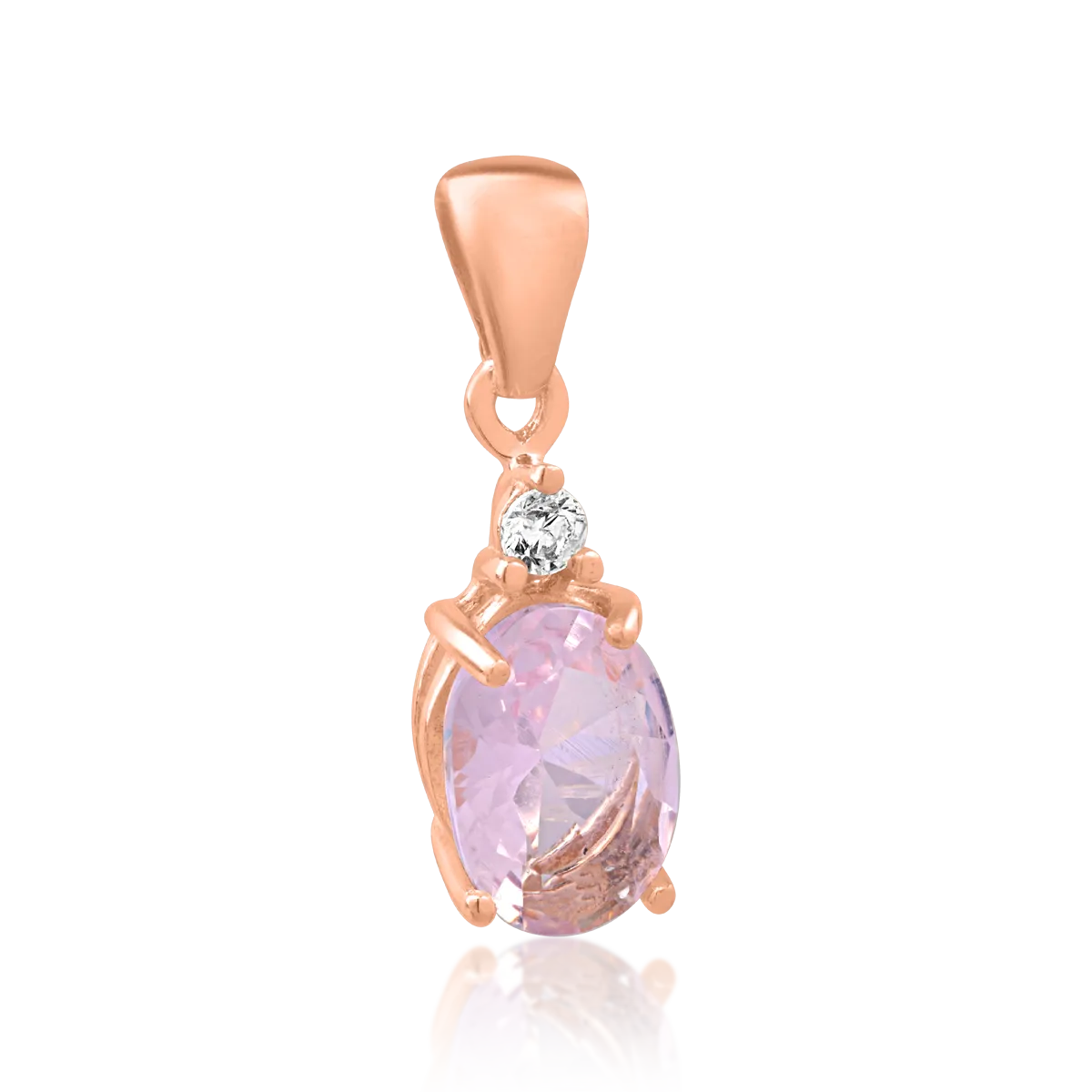 Rose gold pendant with light pink zirconia