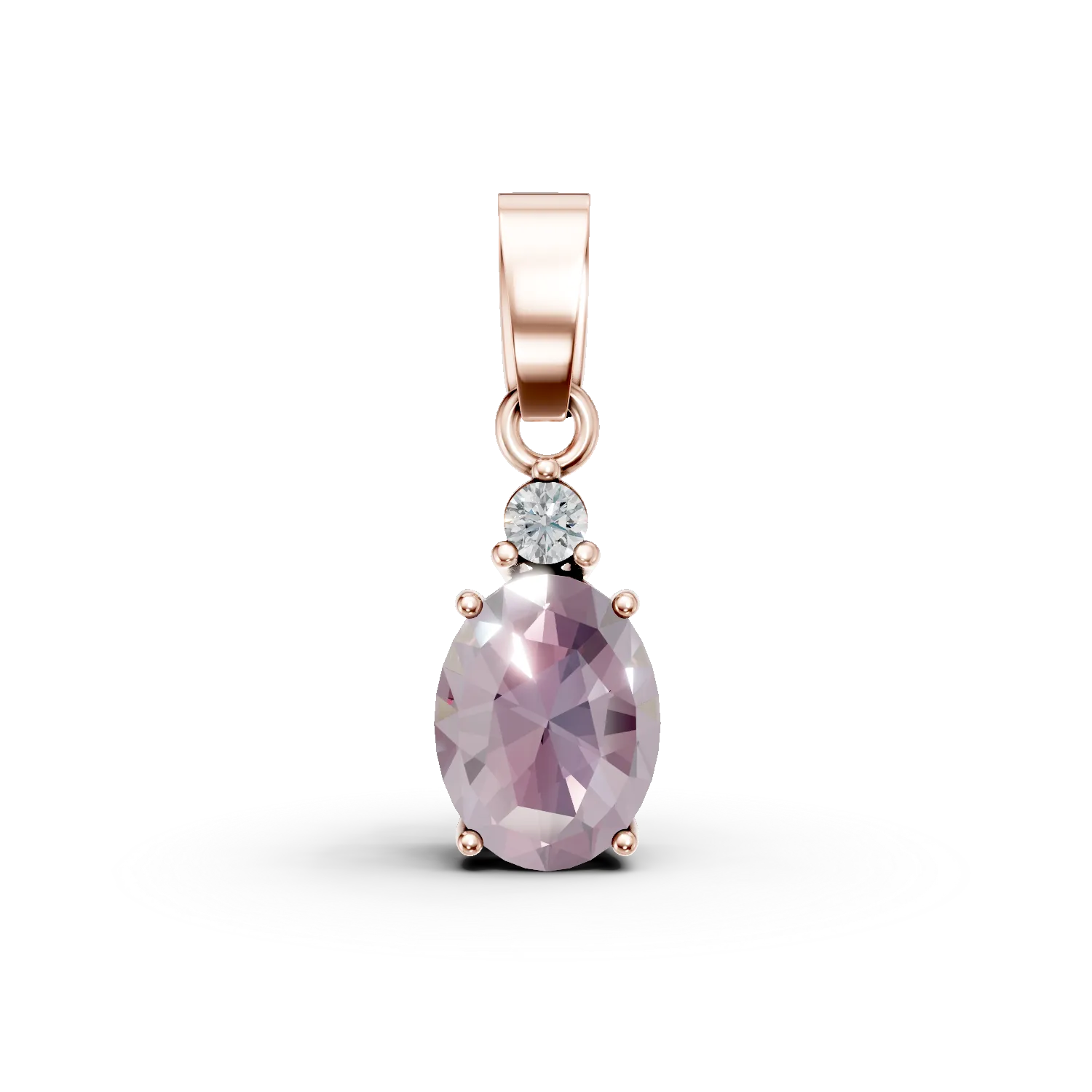Pandantiv din aur roz cu zirconia roz deschis