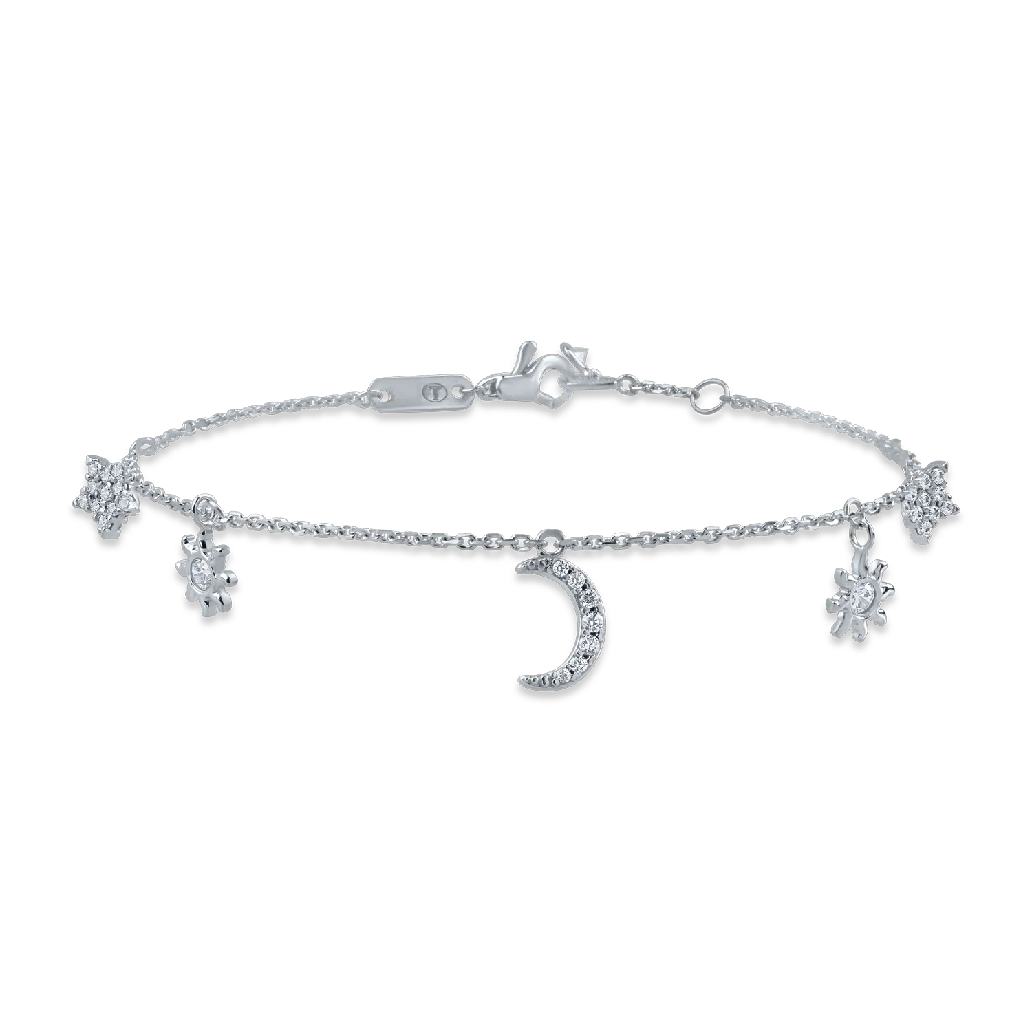 White gold bracelet with charms