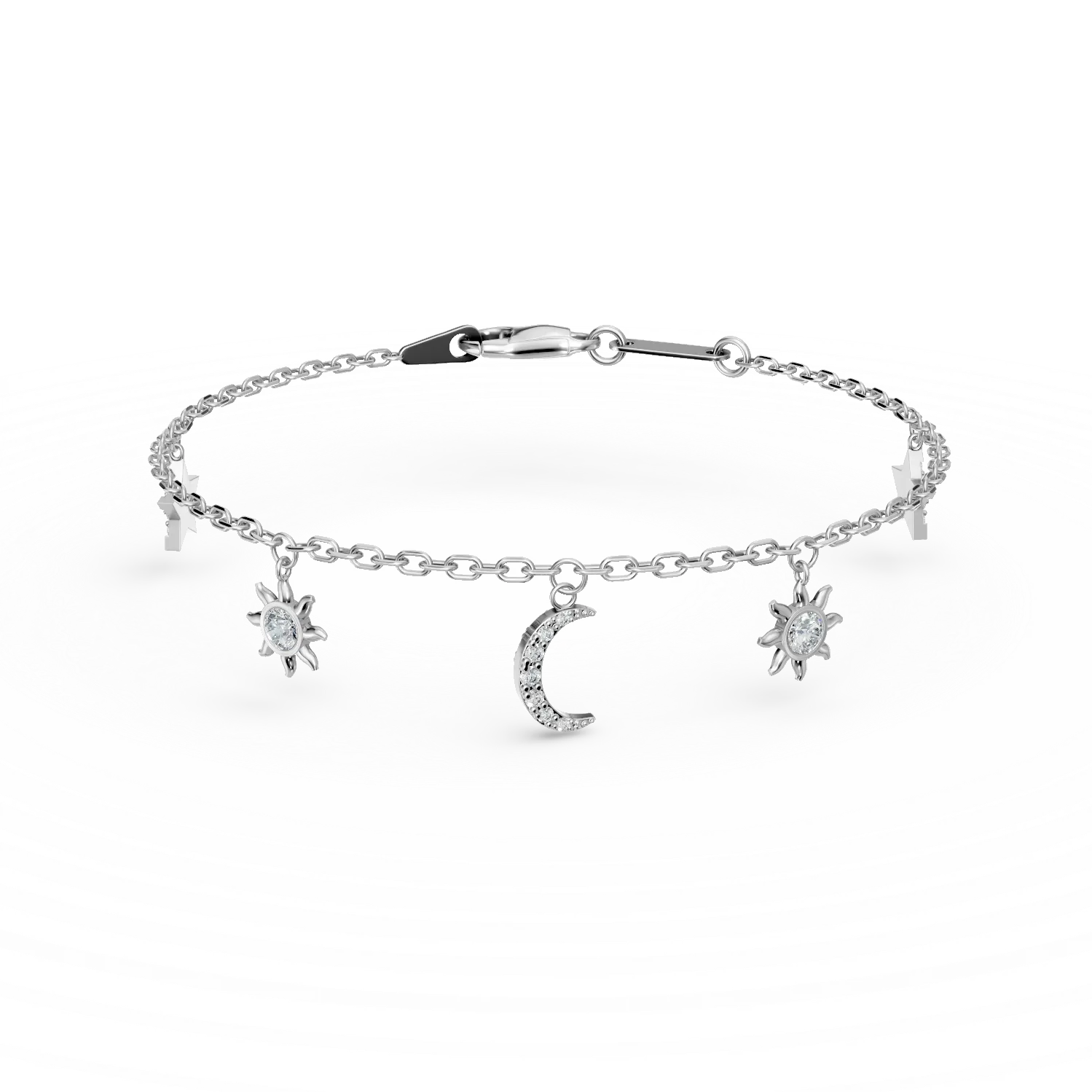 Bratara din aur alb cu charmuri