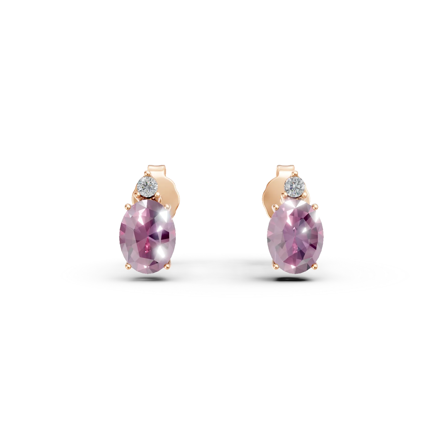 Cercei din aur roz cu zirconia roz si albe-168633