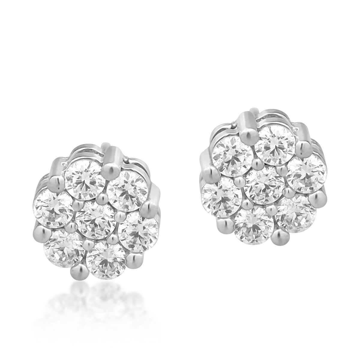 White gold flower earrings with zirconia