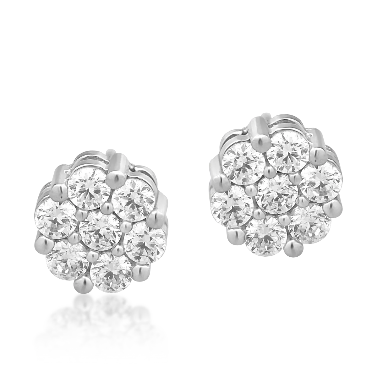 Cercei floare din aur alb cu zirconia-168636