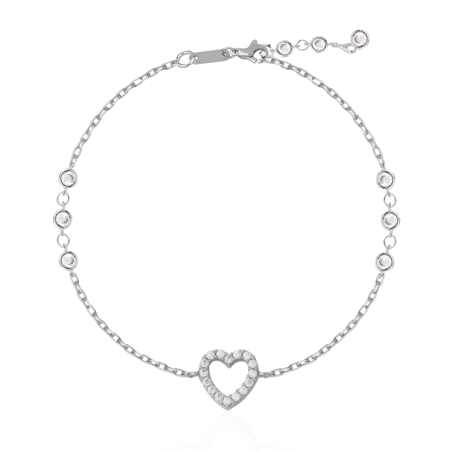 White gold bracelet with zirconia heart pendant