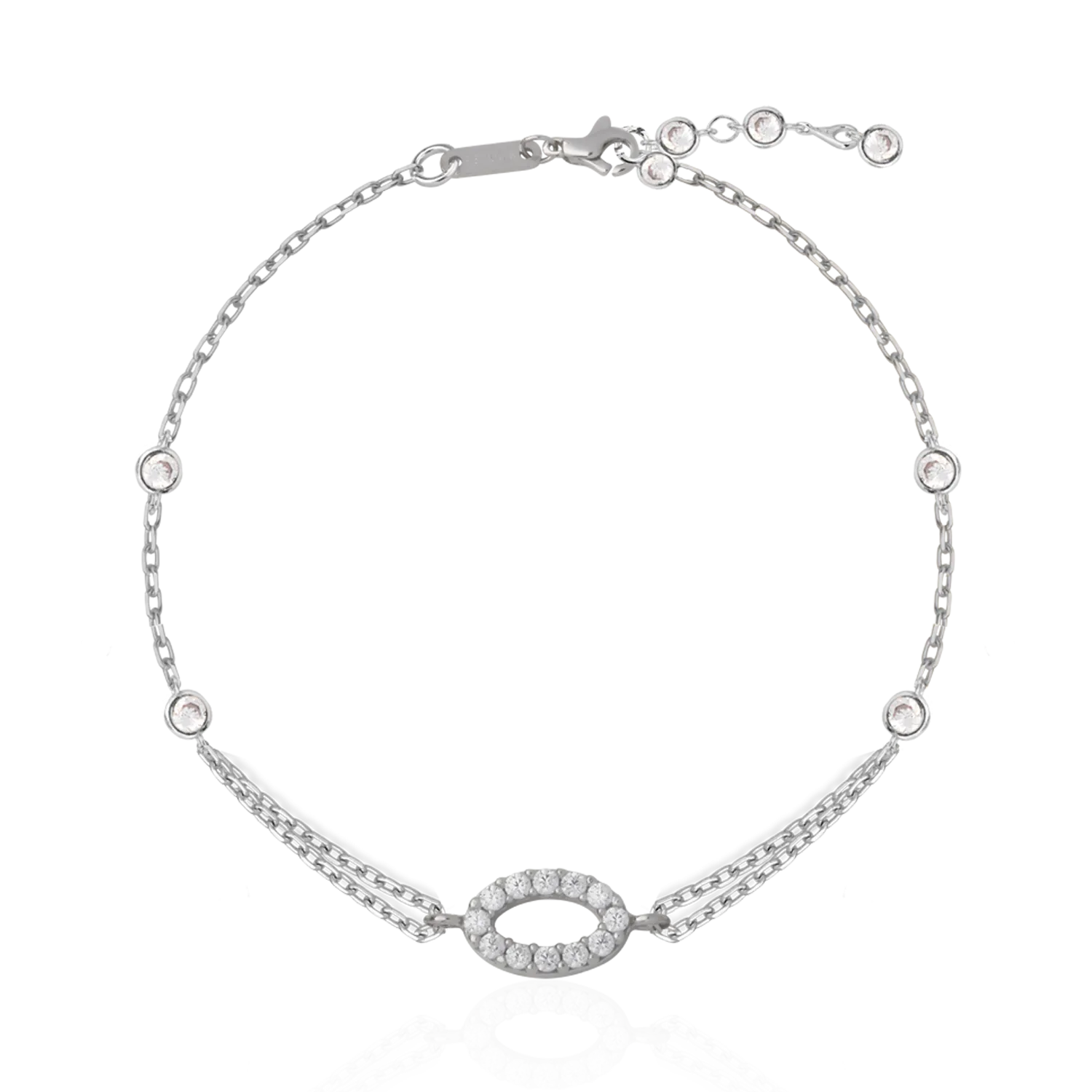 White gold bracelet with geometric pendant