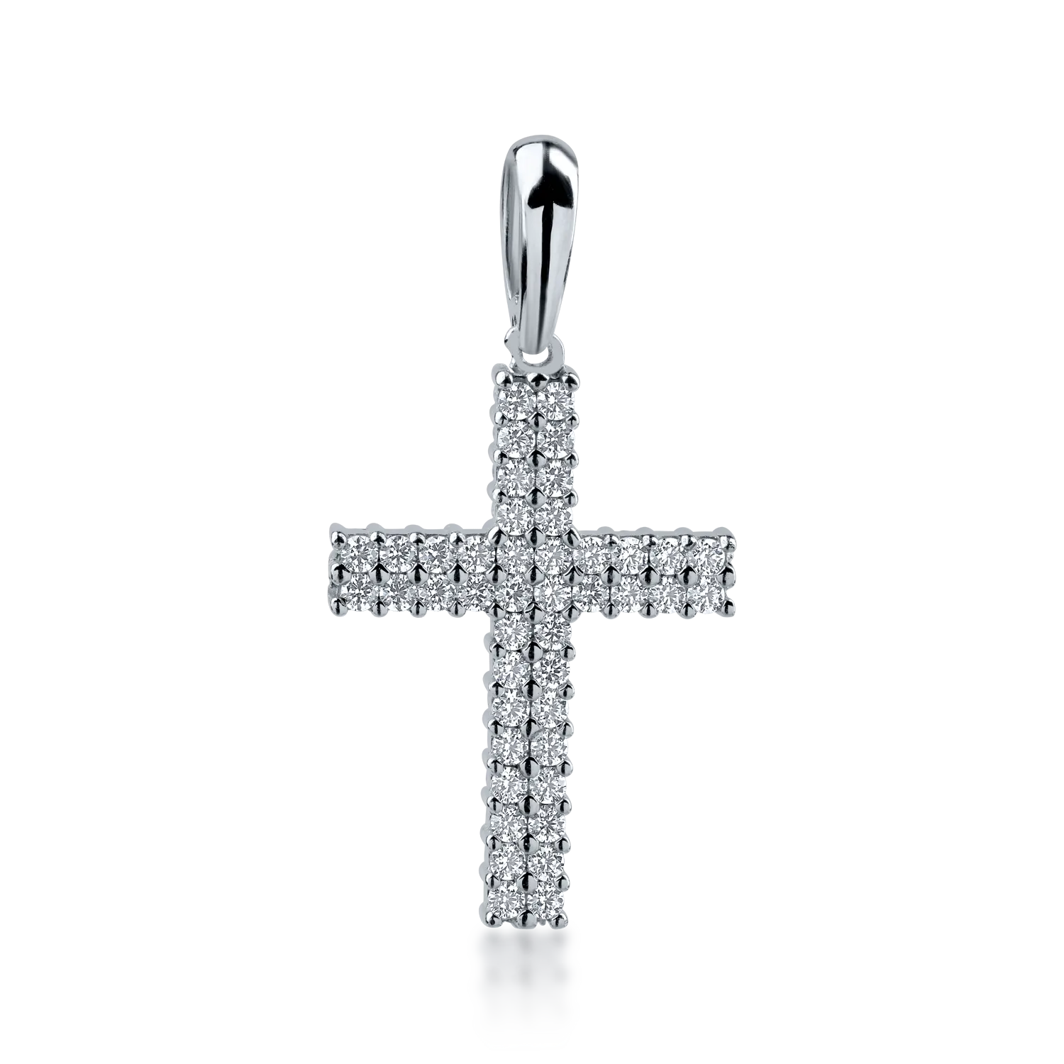 White gold cross pendant with microsetting zirconia