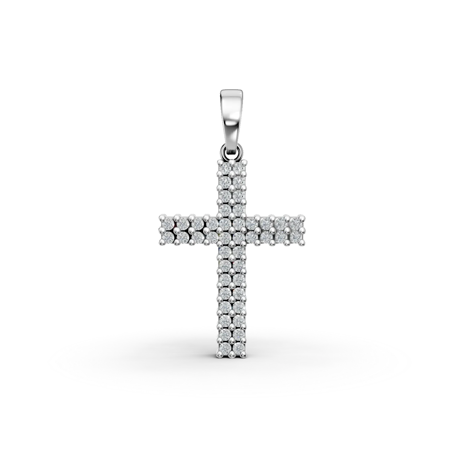 Pandantiv cruce din aur alb cu zirconia microsetting-168649