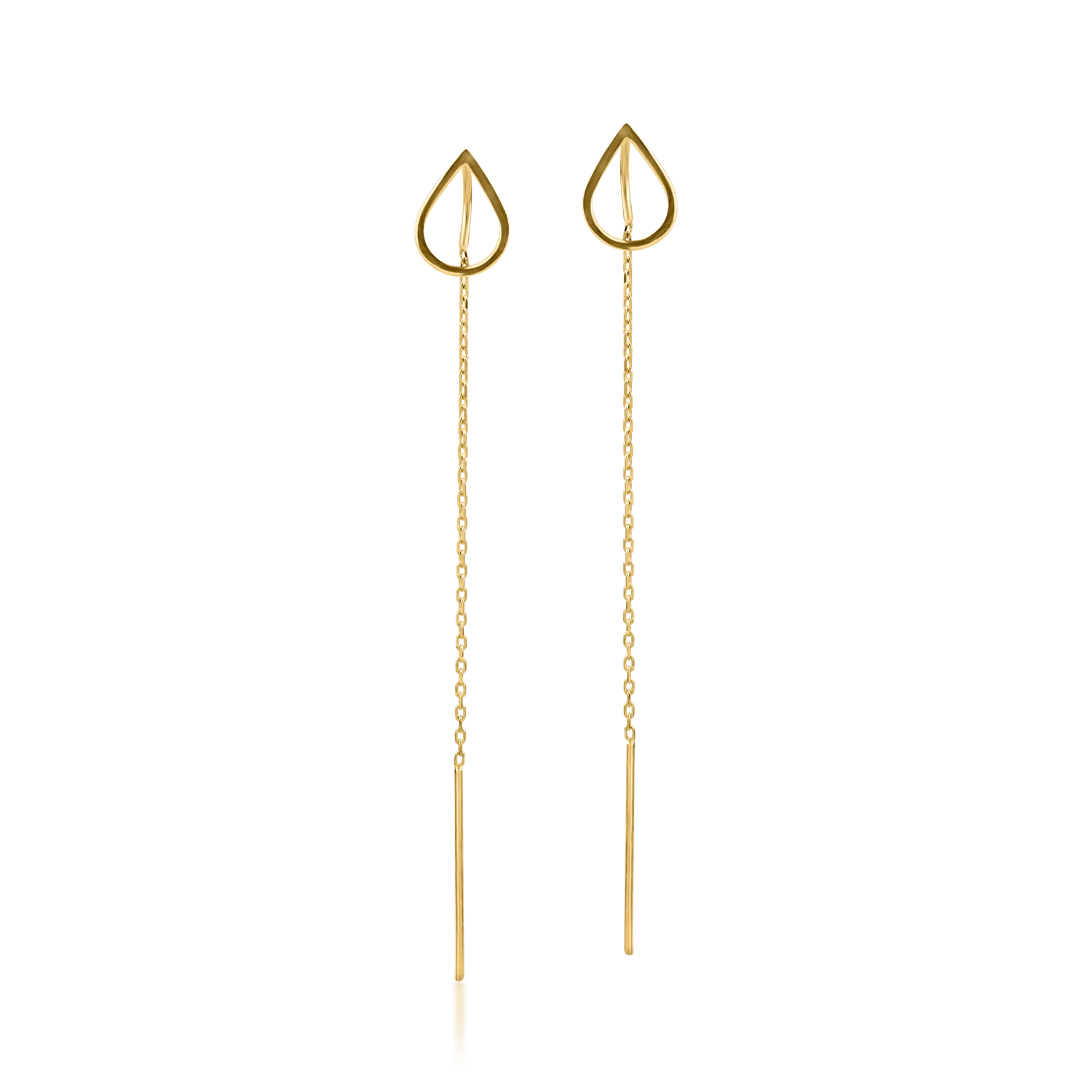 Yellow gold long geometric earrings