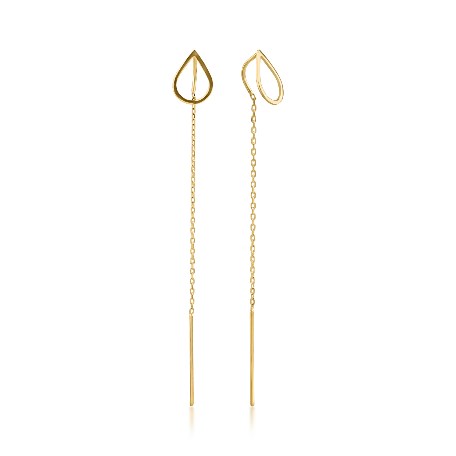 Yellow gold long geometric earrings