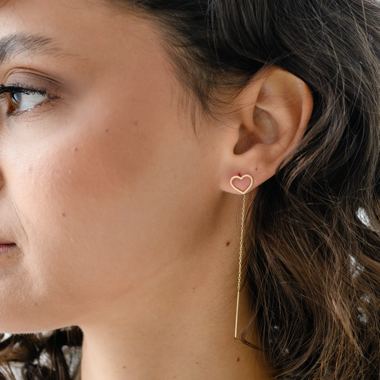 Yellow gold long earrings