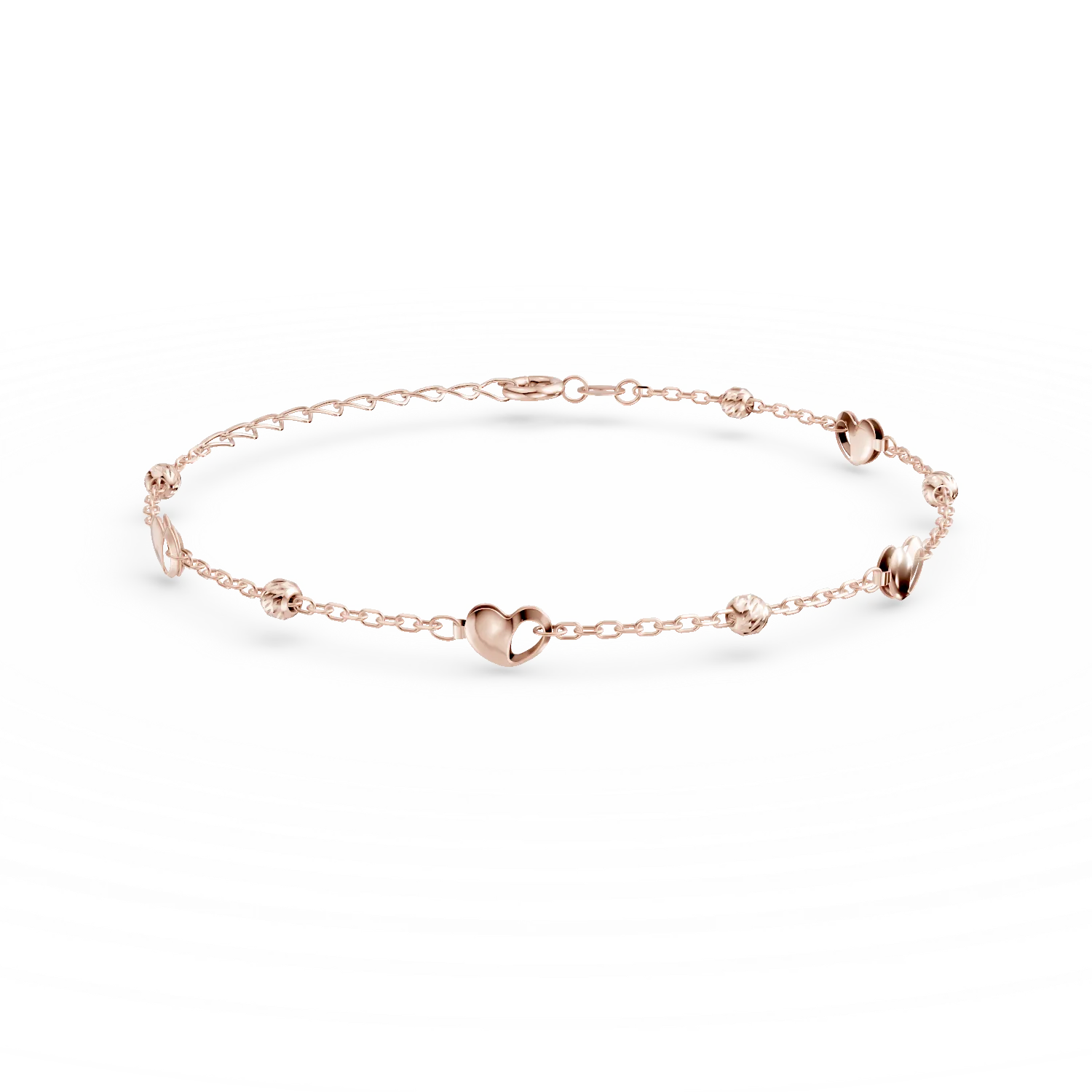 Bratara cu inimioare din aur roz