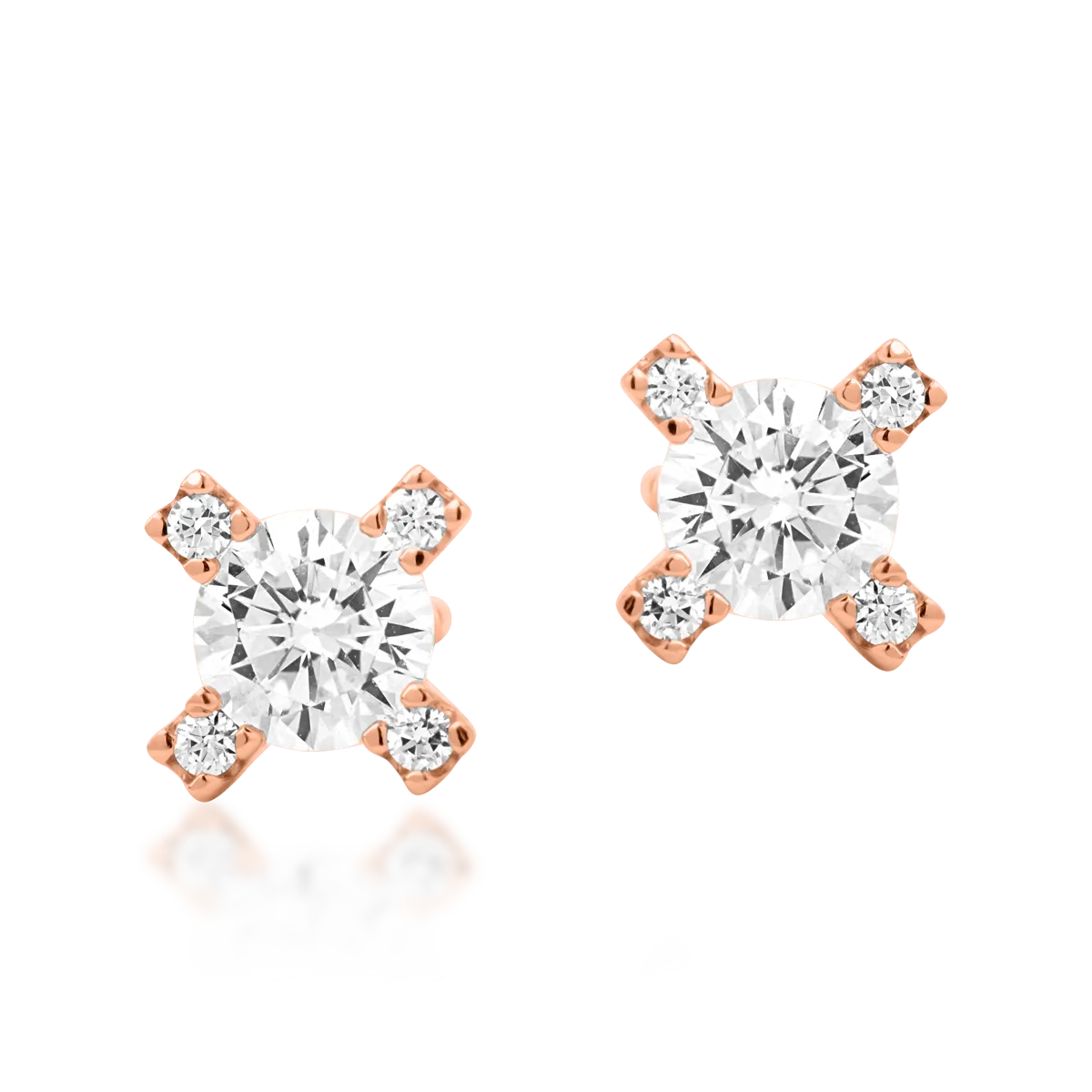 Cercei geometrici din aur roz cu zirconia - 1 | YEO