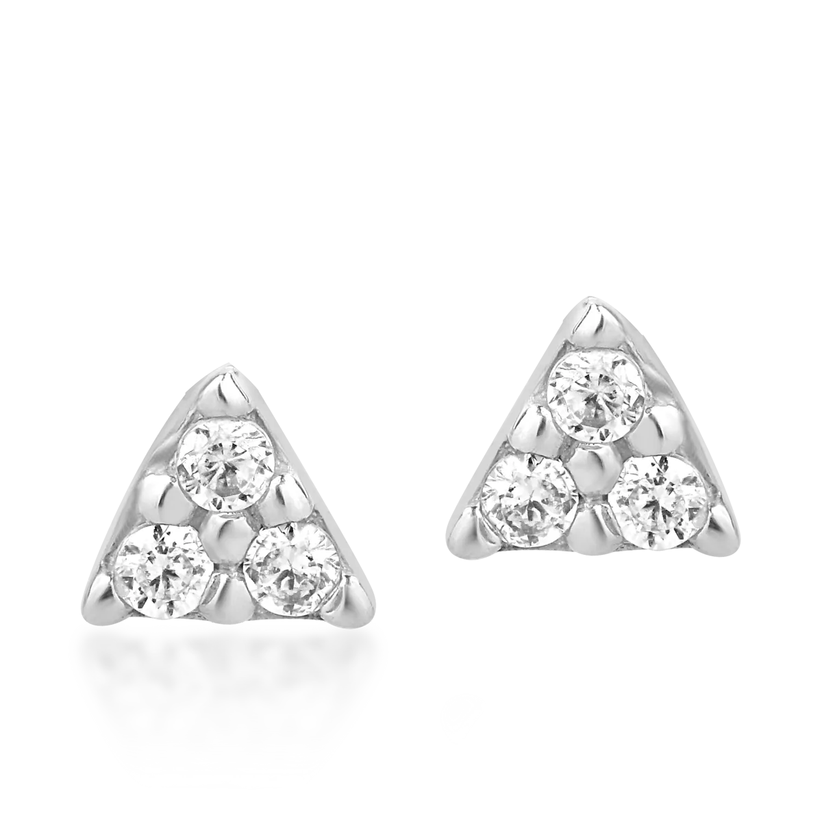 Cercei geometrici din aur alb cu zirconia - 1 | YEO