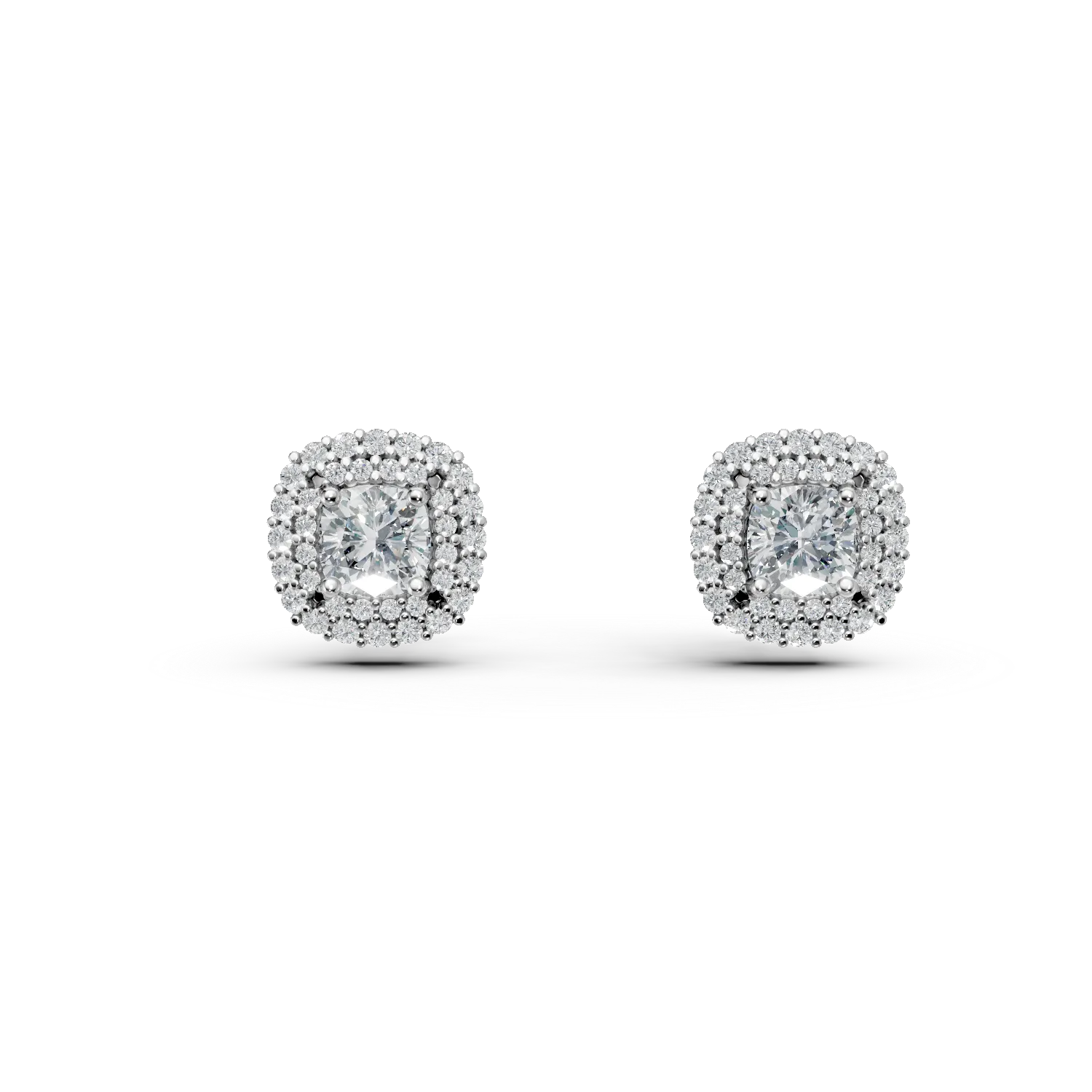 White gold geometric stud earrings with zirconia