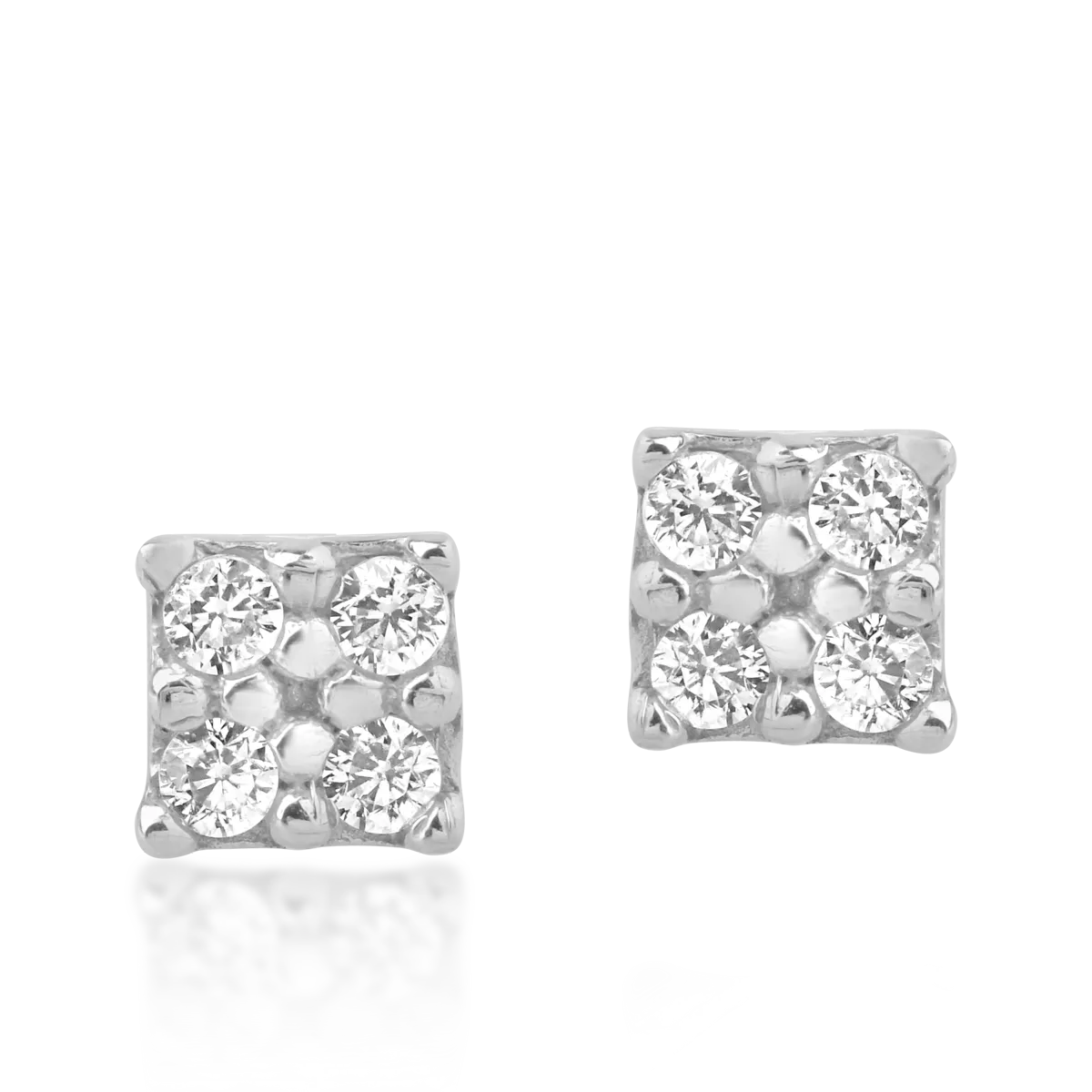 Cercei stud din aur alb cu zirconia - 1 | YEO