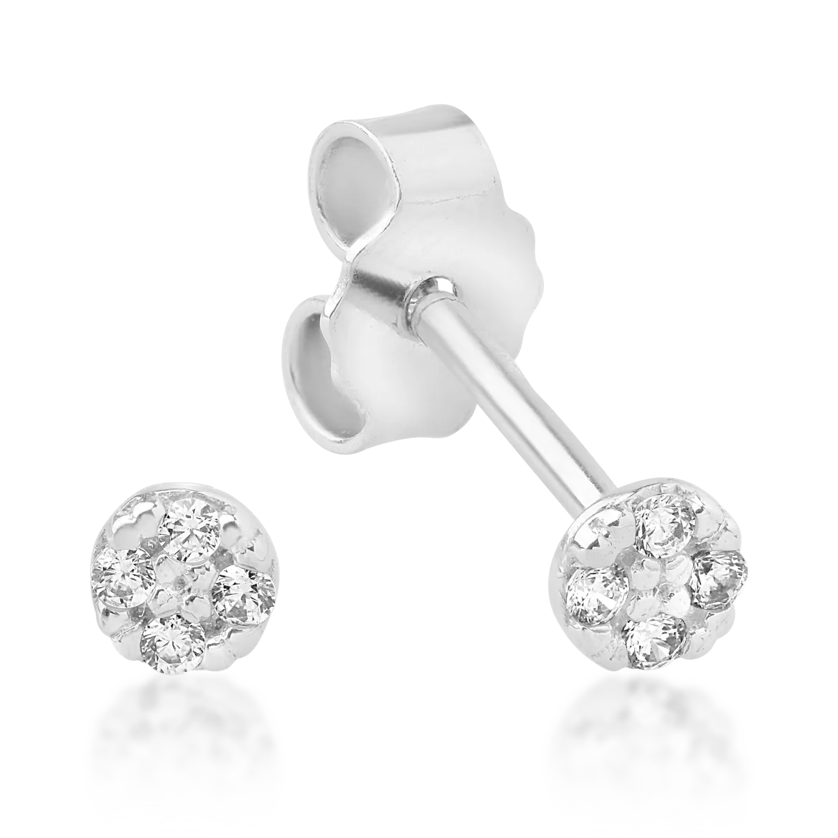 White gold round stud earrings with zirconia