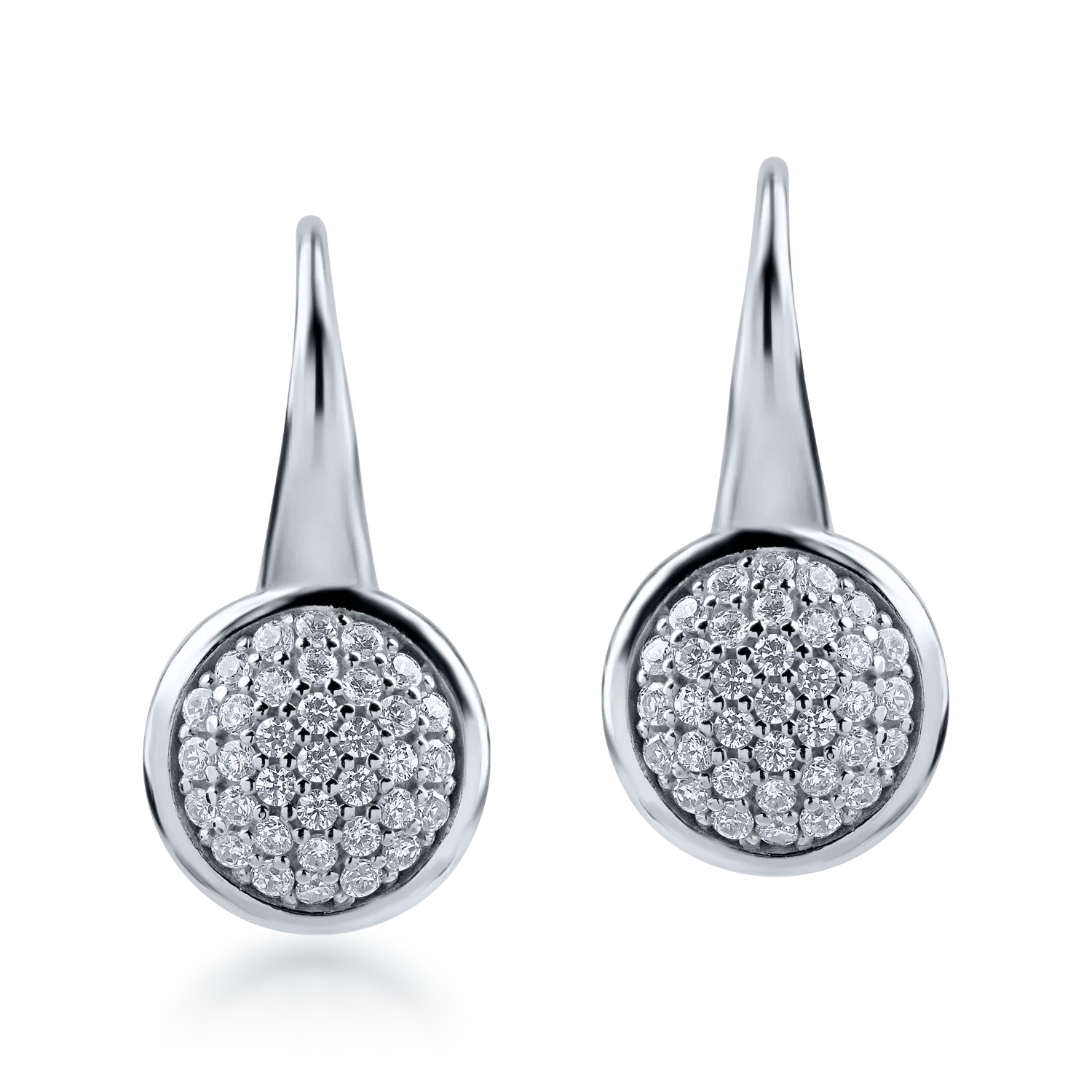 White gold round earrings with zirconia