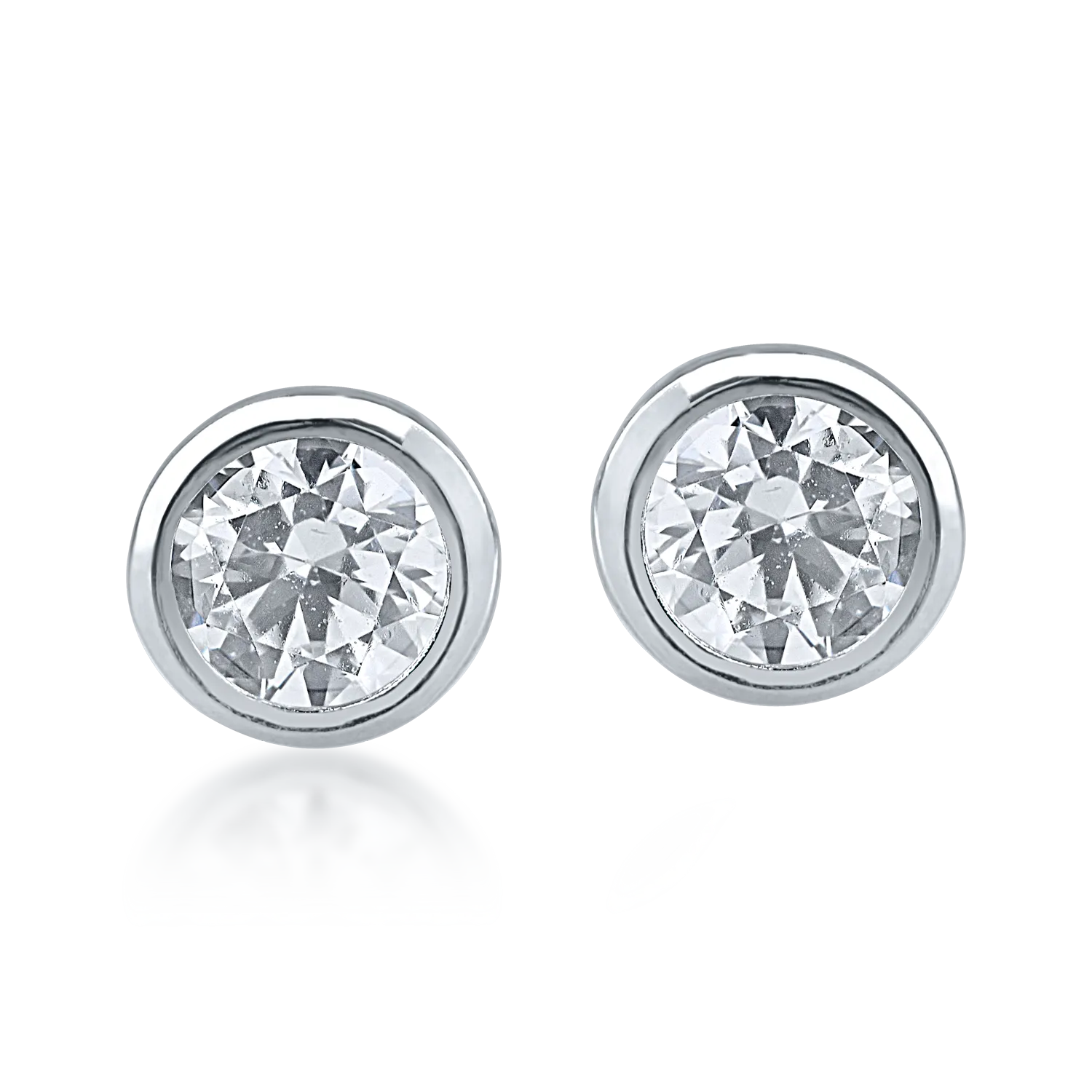 Cercei din aur alb cu zirconia solitaire-169707