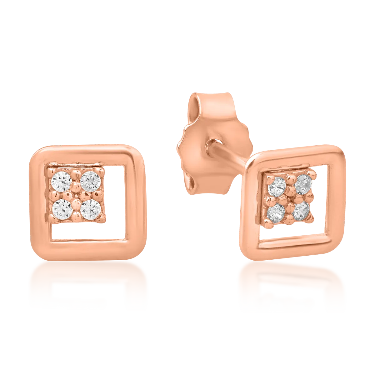Rose gold geometric earrings with zirconia