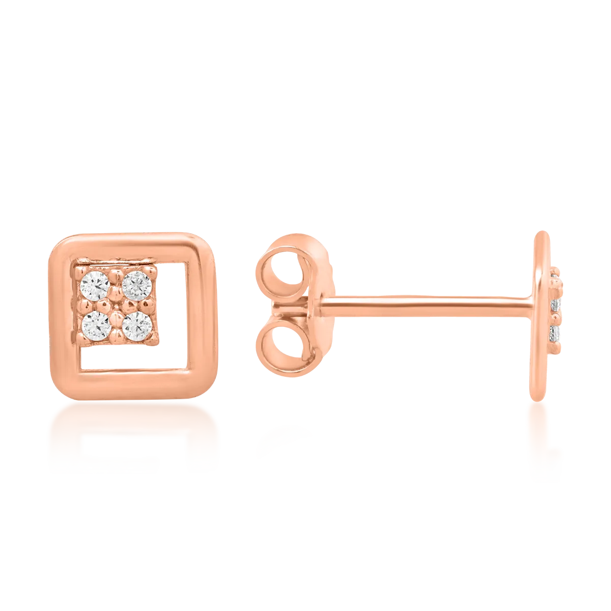 Cercei geometrici din aur roz cu zirconia - imagine 3