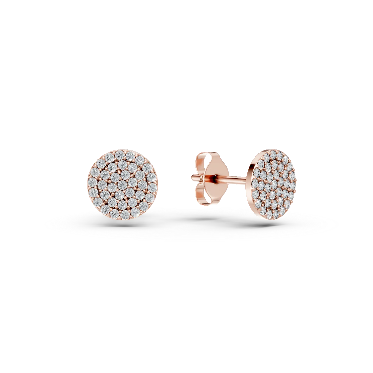 Cercei din aur roz cu zirconia microsetting