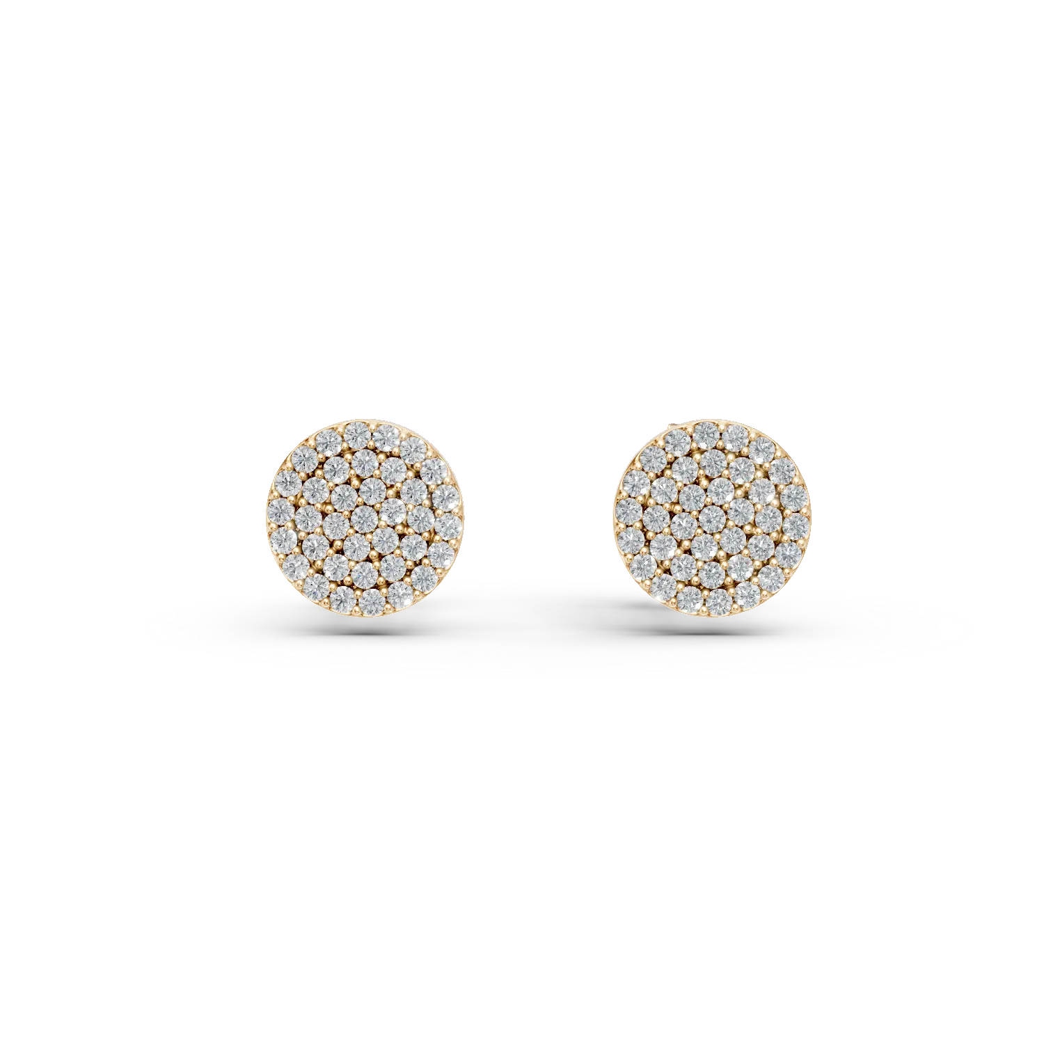 Yellow gold round earrings with microsetting zirconia