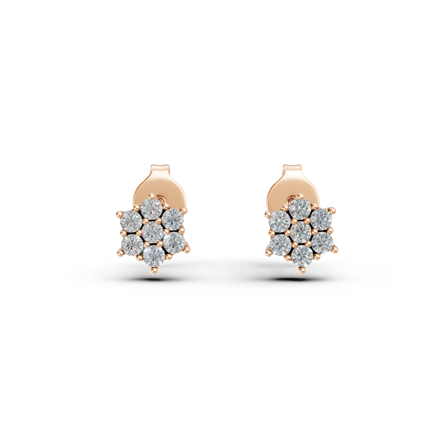 Cercei stud rotunzi din aur roz cu zirconia