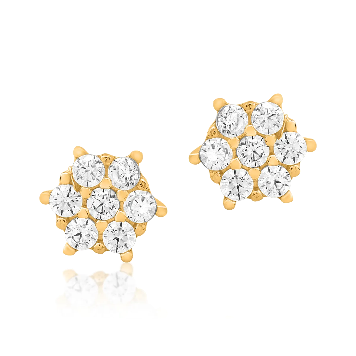 Cercei stud rotunzi din aur galben cu zirconia - 1 | YEO