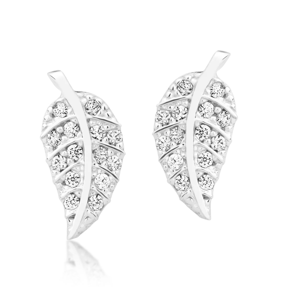 Cercei stud din aur alb cu zirconia-169711